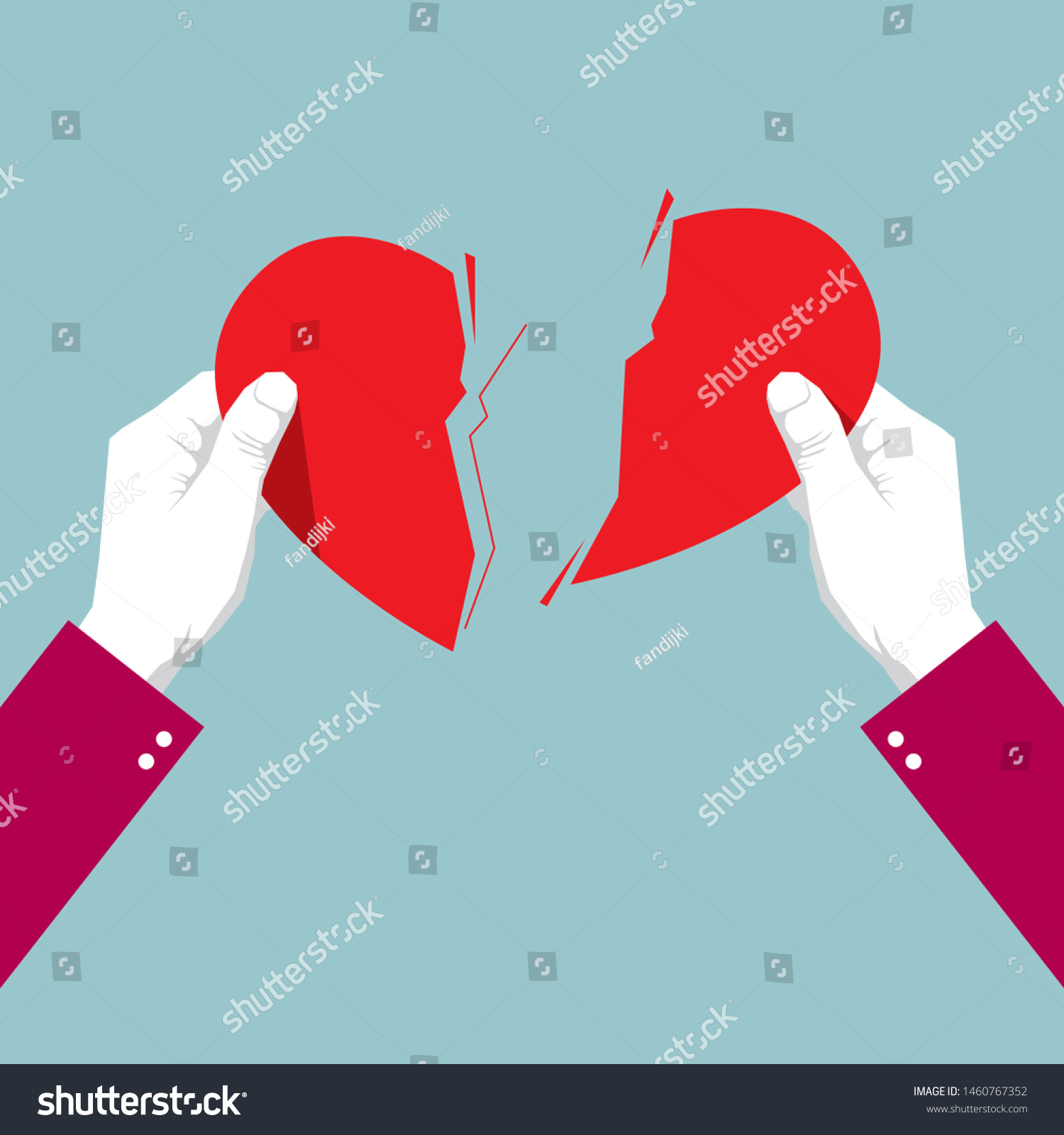 Tearing Heart Symbol Using Both Hands Stock Vector (Royalty Free ...