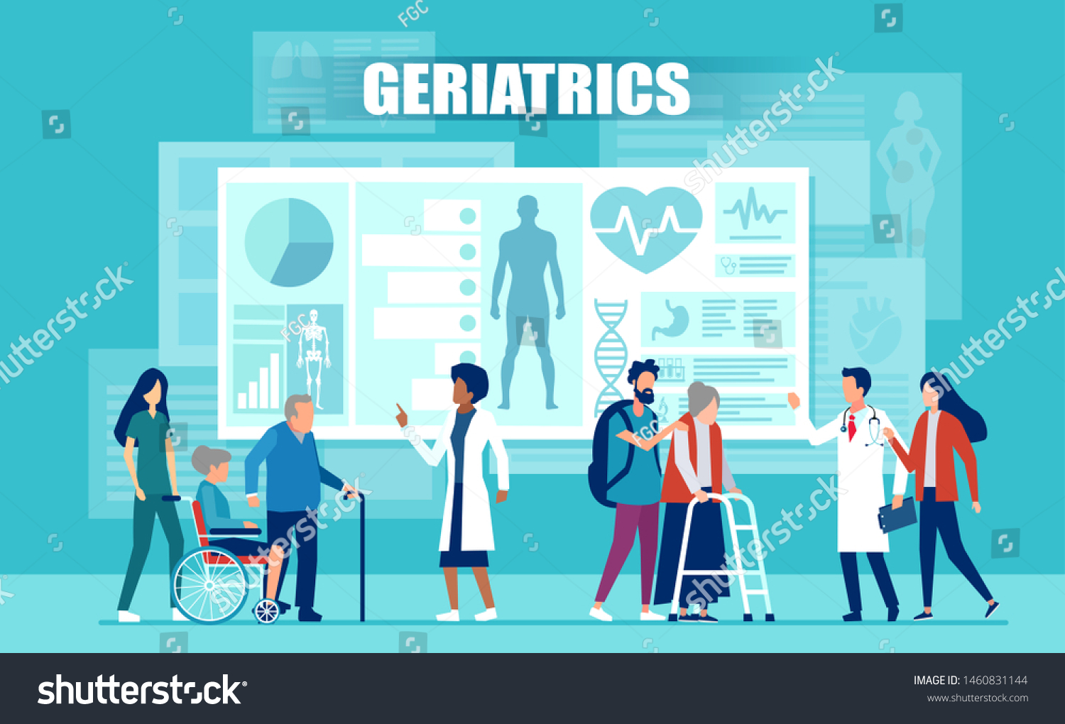 Healthcare Geriatrics Concept Vector Medical Team Stock Vector (Royalty ...