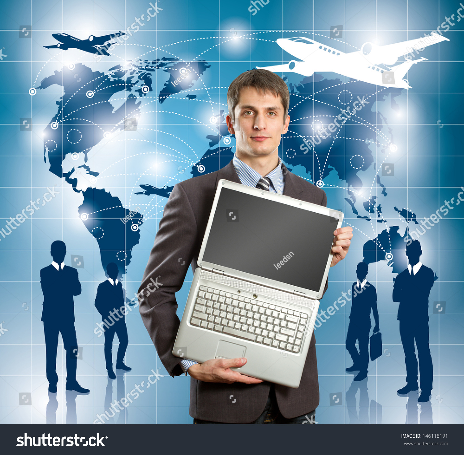 Travel Concept Businessman Virtual Background Stock Photo 146118191 ...