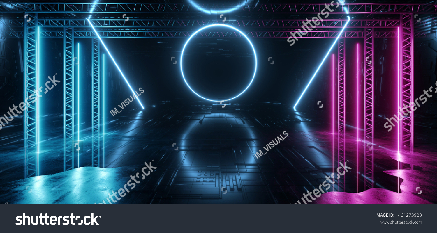 Futuristic Sci Fi Neon Glowing Lights Stock Illustration 1461273923 ...