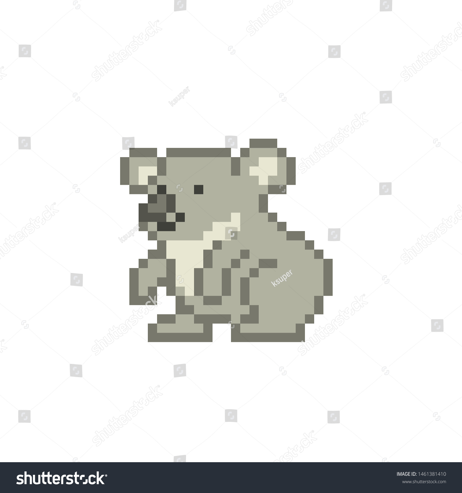 Koala Bear Pixel Art Character Isolated Stock Vector (Royalty Free ...