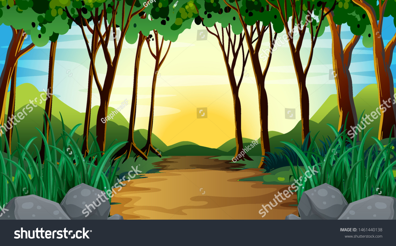 Empty Background Nature Scenery Illustration Stock Vector (Royalty Free ...