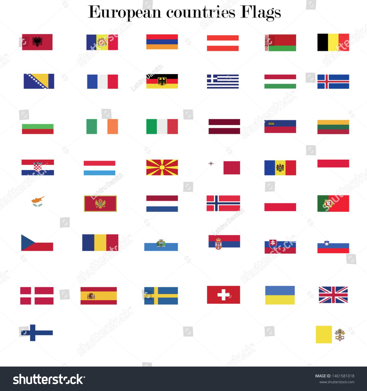 Europe Countries Flags Illustrator Vector File Stock Vector (Royalty ...