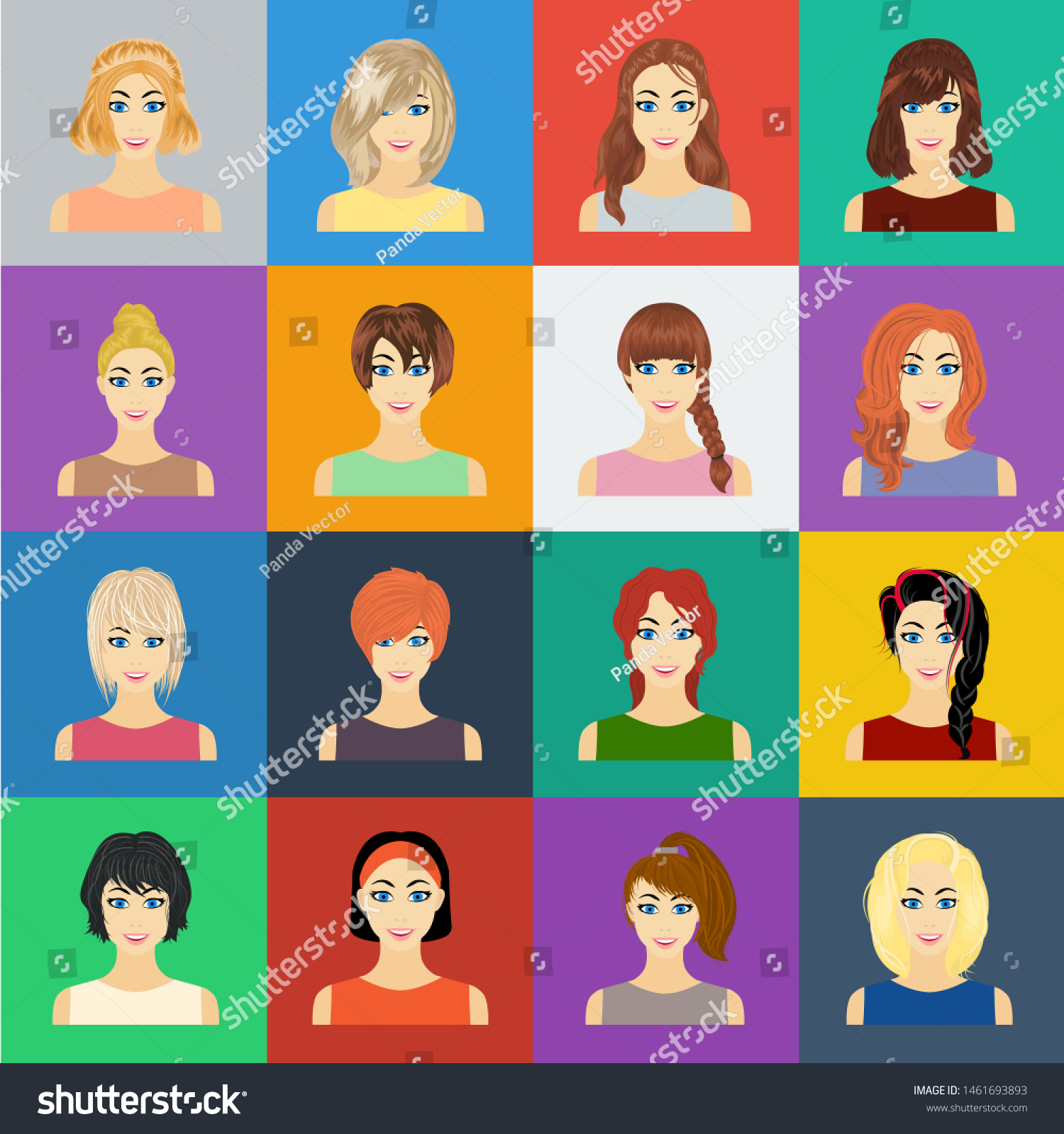 Types Female Hairstyles Cartoon Icons Set 스톡 일러스트 1461693893 Shutterstock 