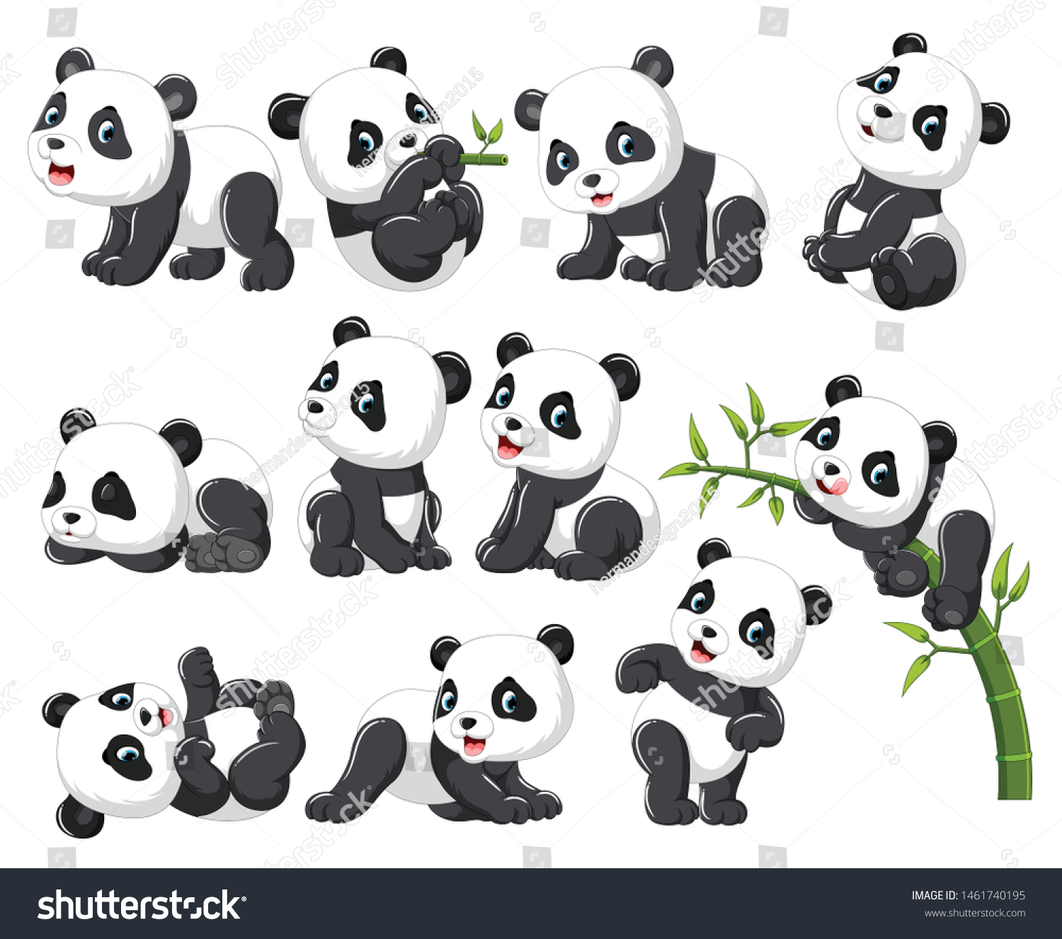 Collection Happy Panda Various Posing Stock Vector (Royalty Free ...