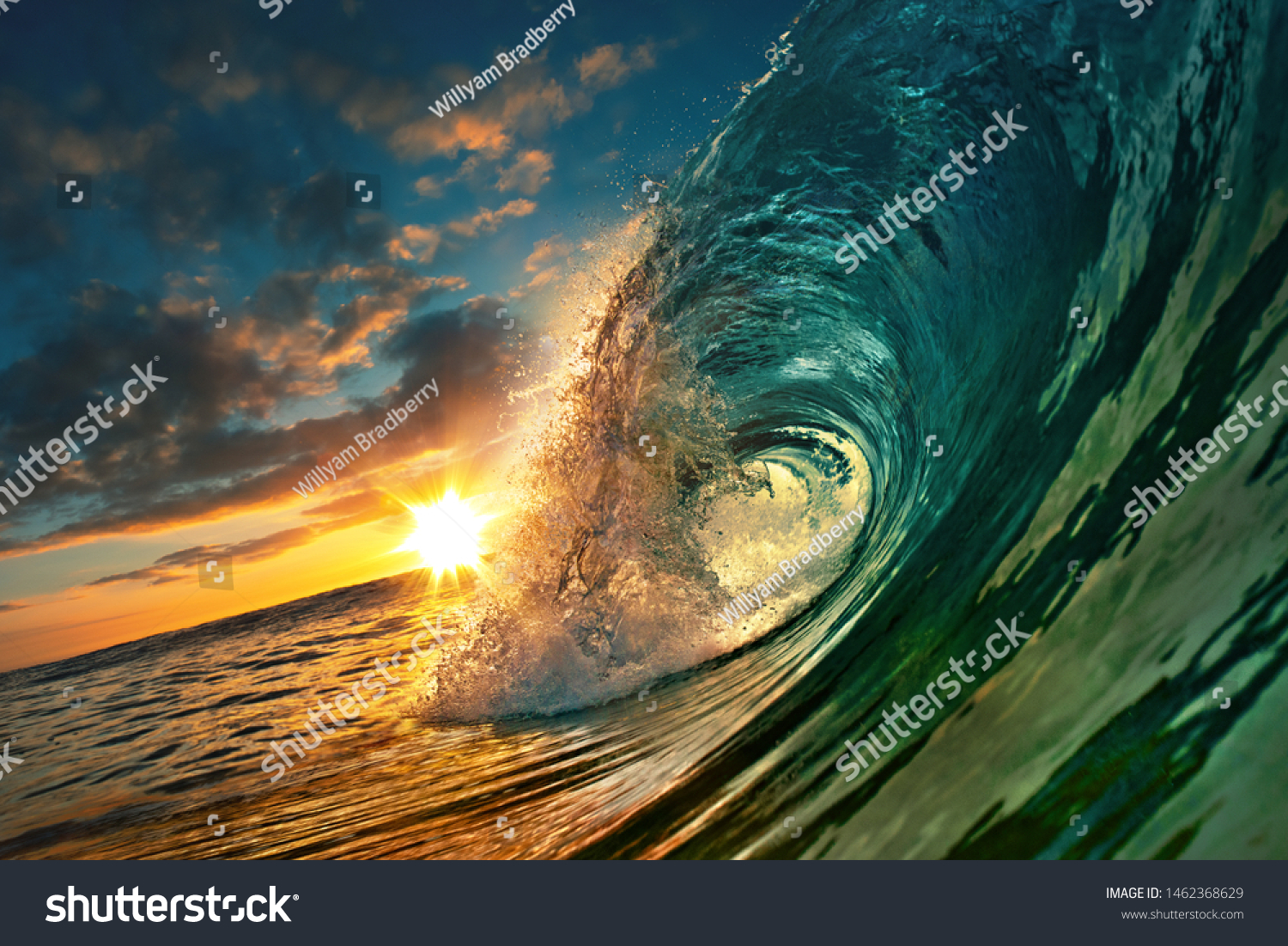 Ocean Sunset Wave Clear Water Tropical Stock Photo 1462368629 ...