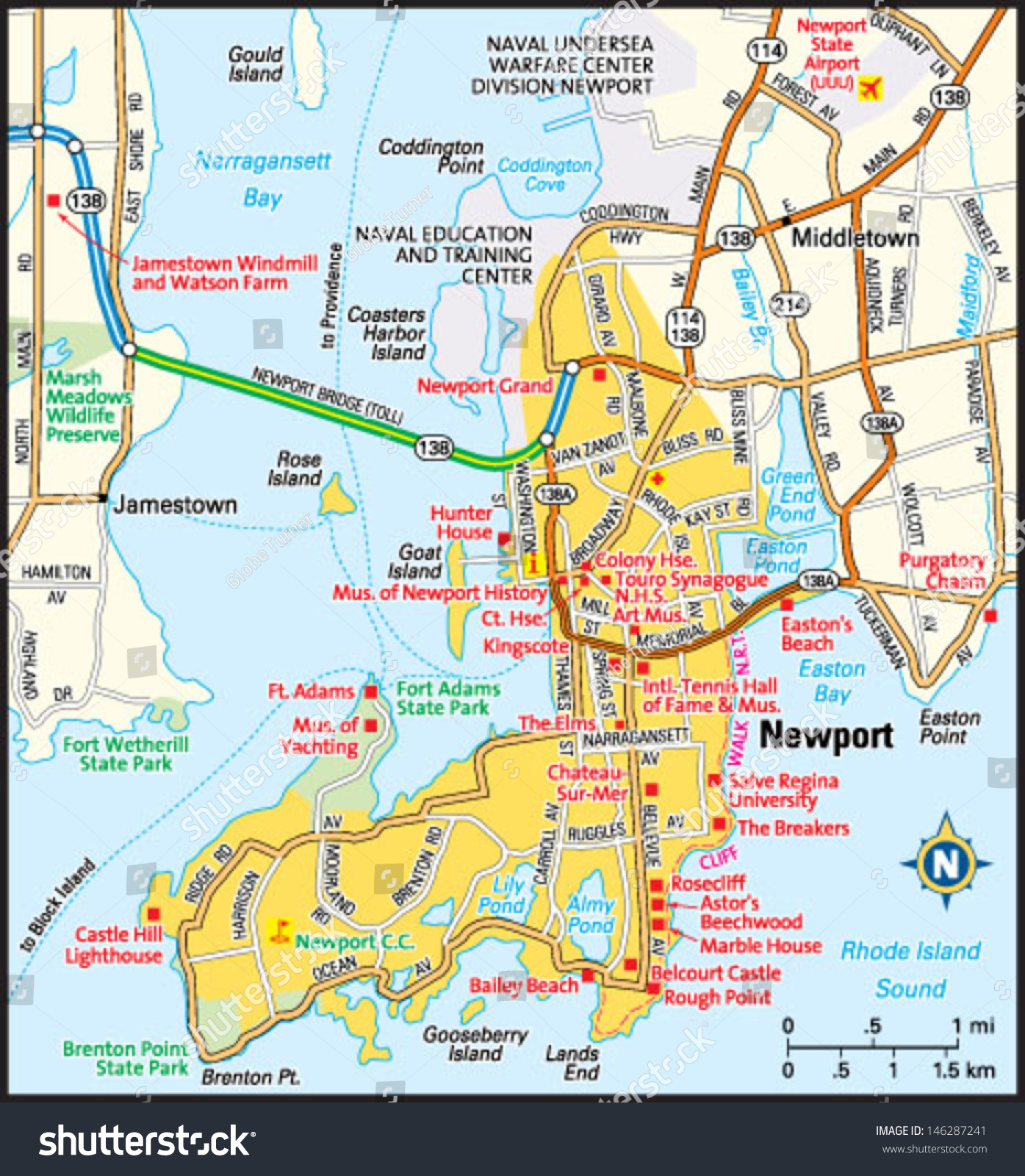 Stock Vector Newport Rhode Island Area Map 146287241 