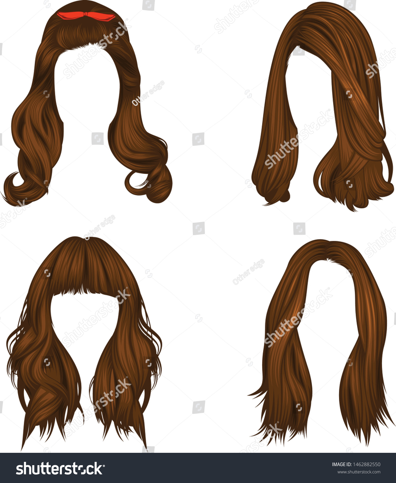 Set Vector Images Dark Brown Hairstyles Stock Vector (Royalty Free ...