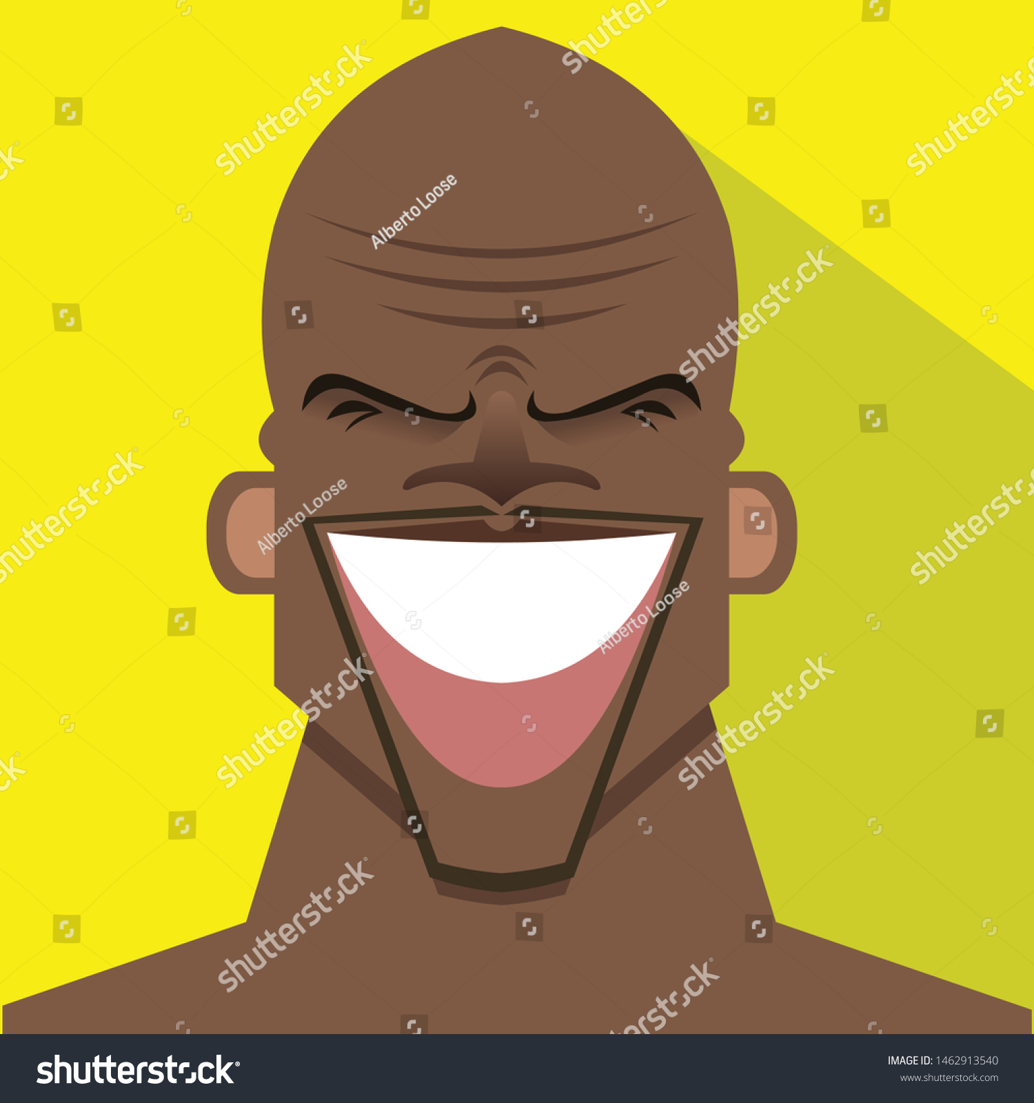 Character Bald Black Man Smiling On Stock Vector (Royalty Free ...