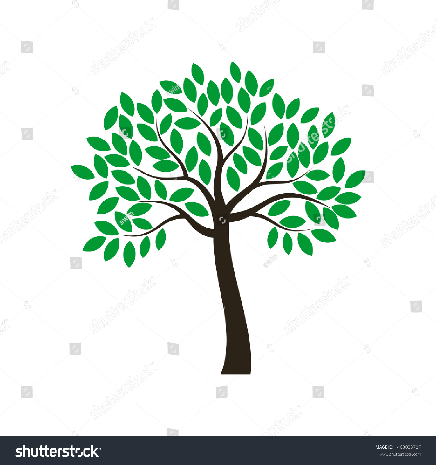 Natural Tree Green Leaves Vector Illustration Stock Vector (Royalty ...