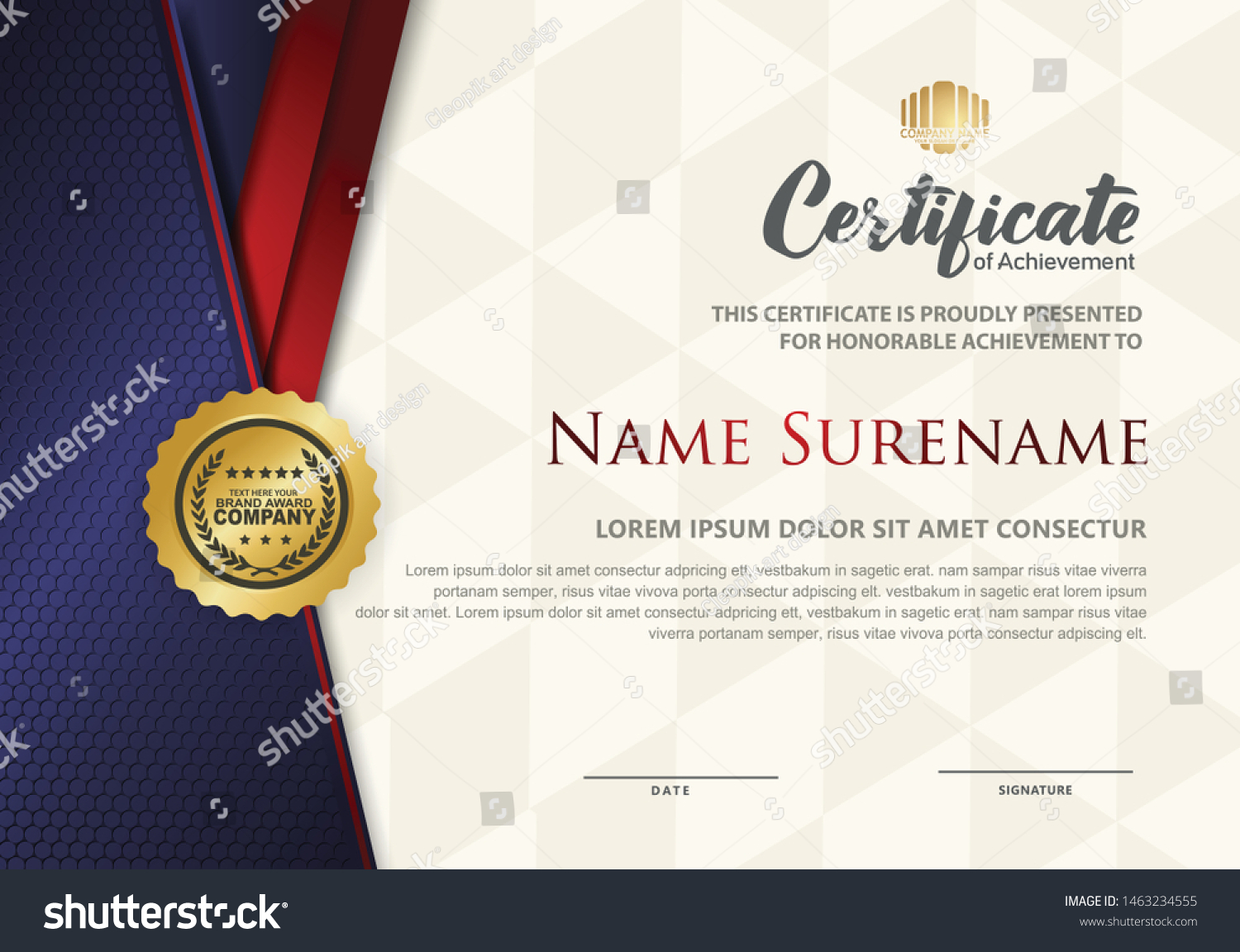 Certificate Template Luxury Patterndiplomavector Illustration Stock ...