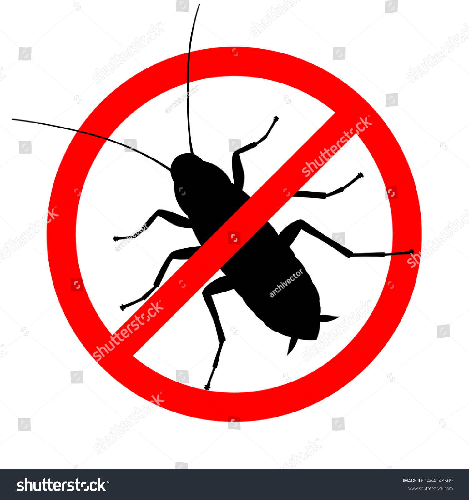 Cockroach Prohibition Sign Warning Sign No Stock Vector (Royalty Free ...