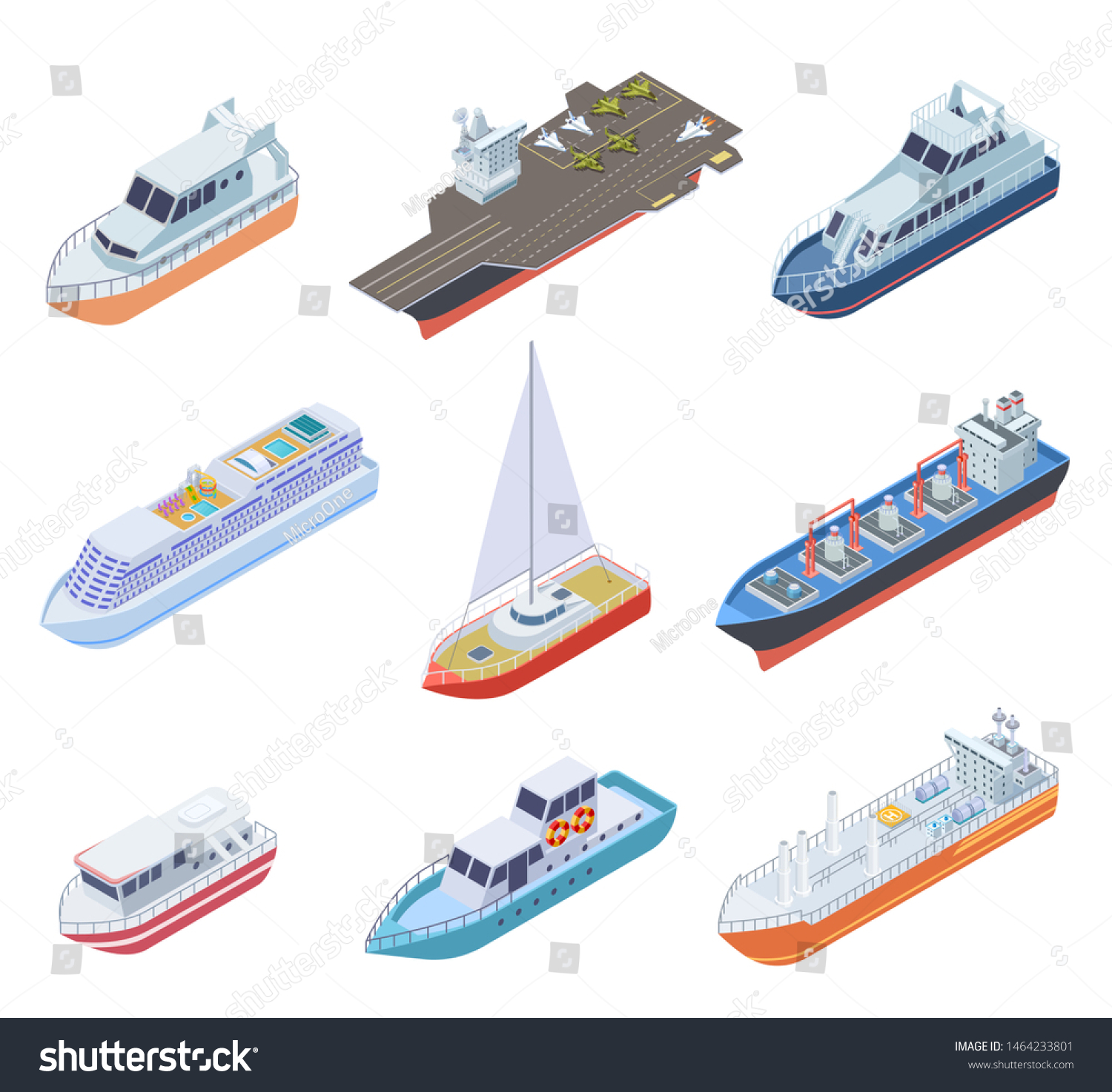 Isometric Ships Vessels Shipping Nautical Boats Stock Vector (Royalty ...