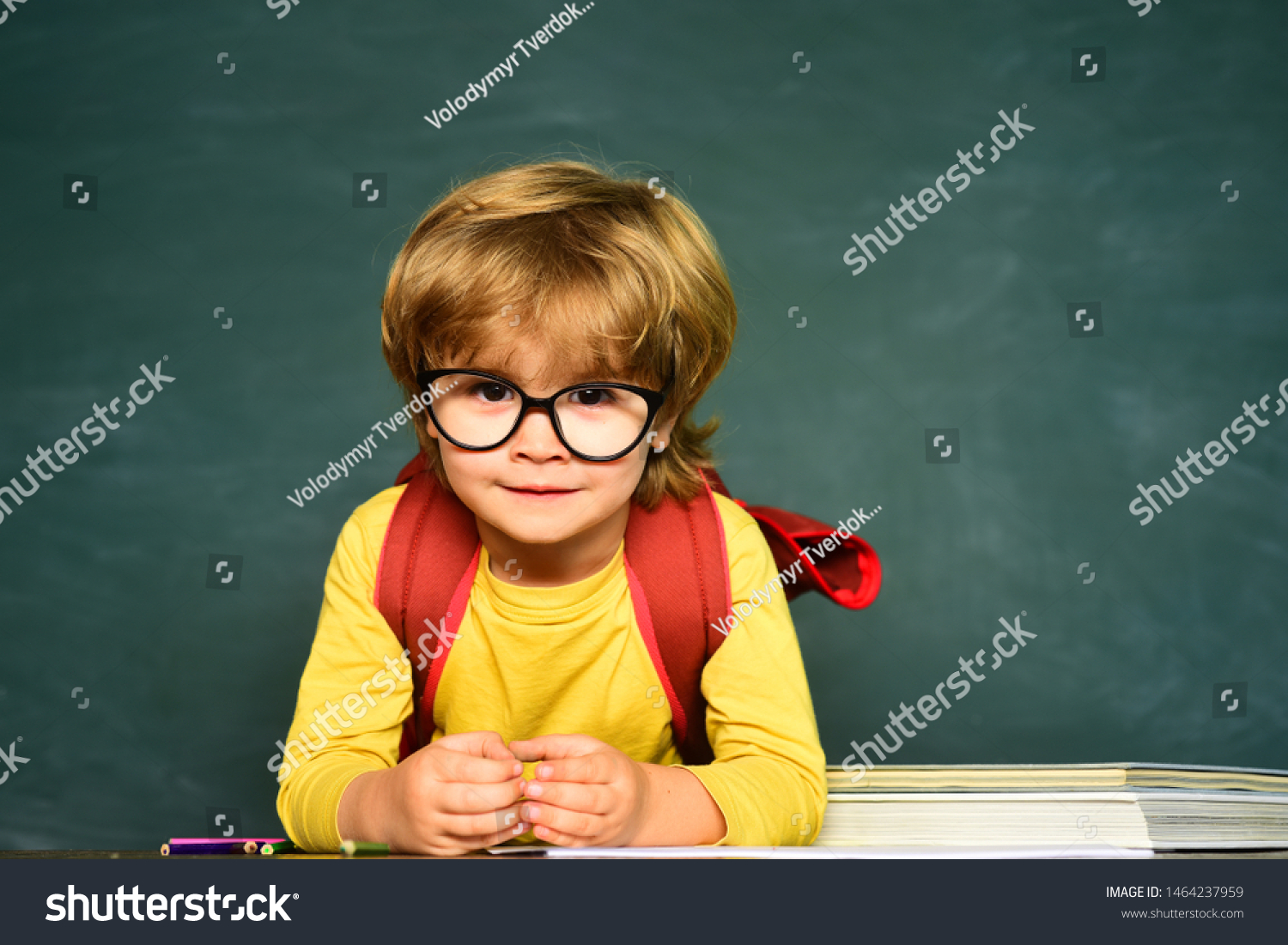 Cute Little Preschool Kid Boy Classroom Stock Photo 1464237959 ...