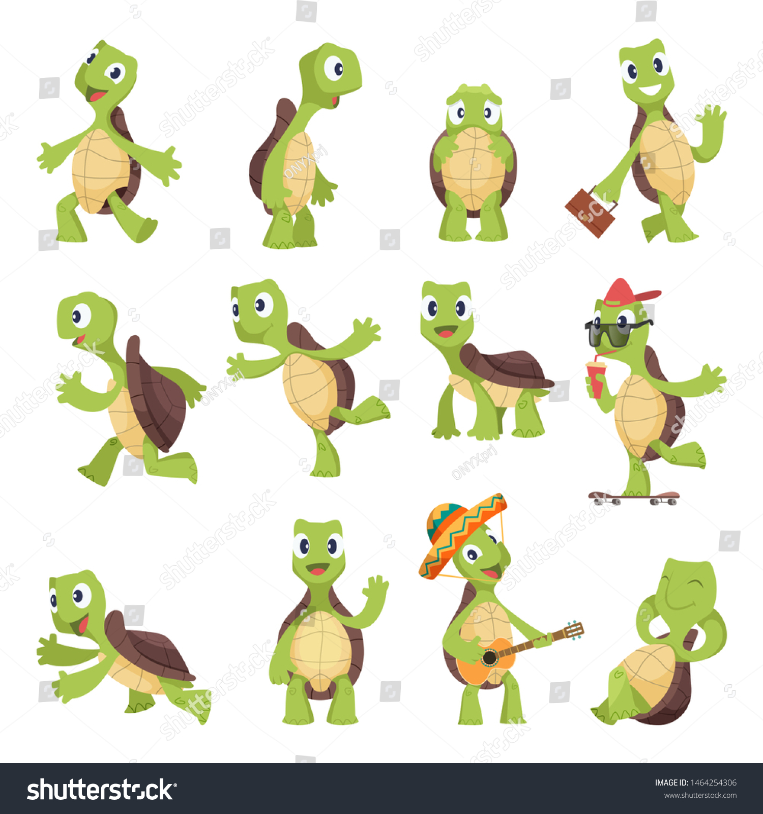 cartoon-turtles-happy-funny-animals-running-stock-vector-royalty-free