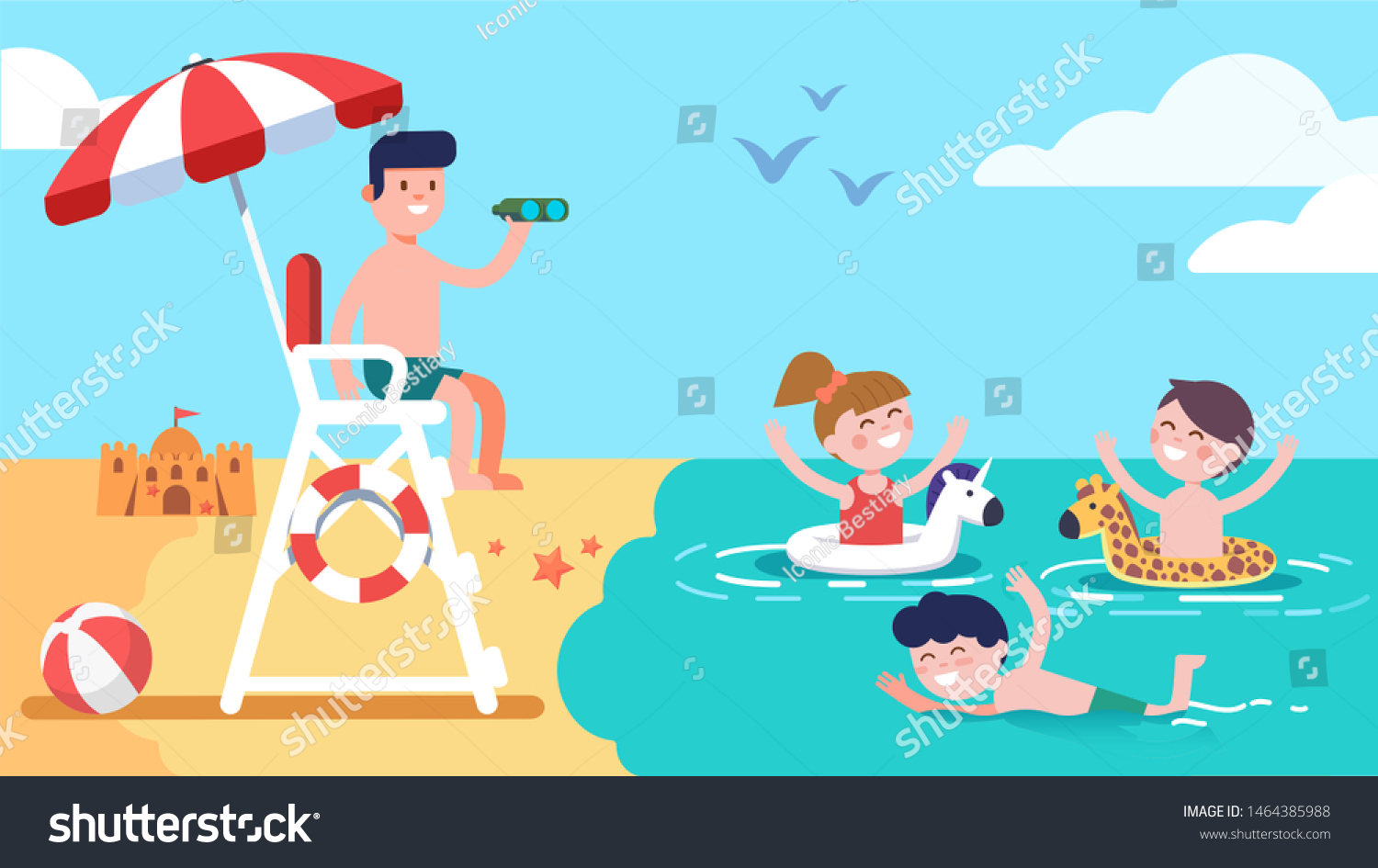 Спасатель на пляже рисунок для детей