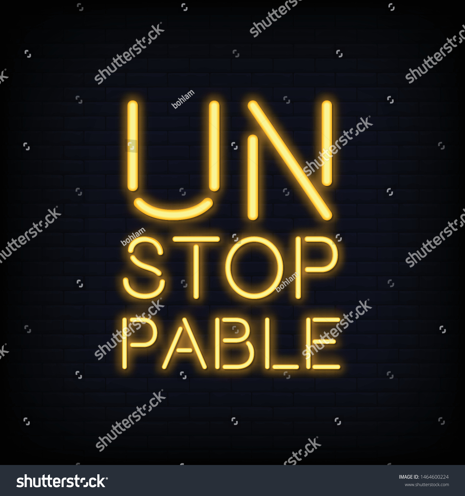 Unstoppable Neon Sign Text Vector Stock Vector Royalty Free