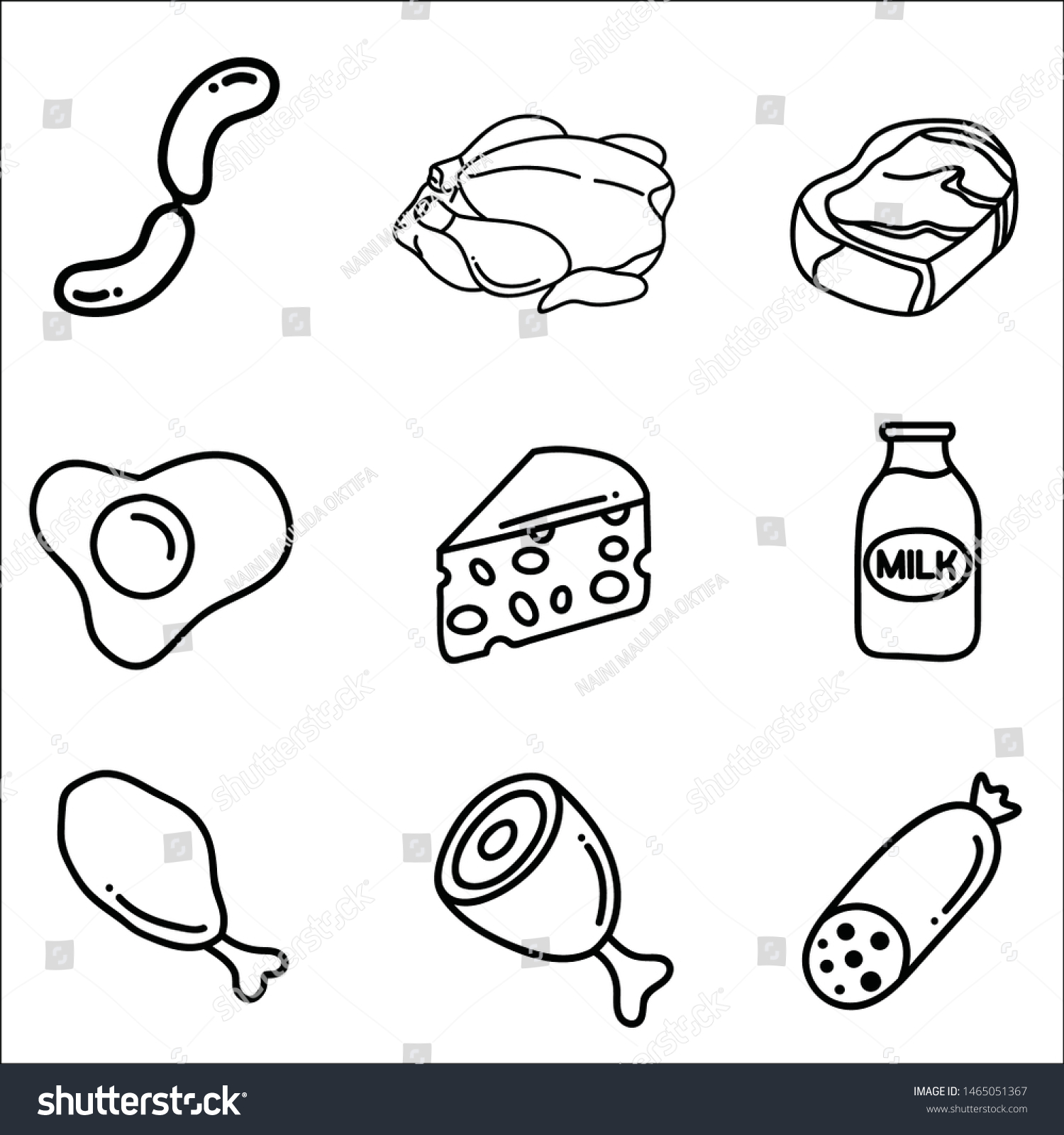 Protein Food Icons Collection Healthy Diet Stock Vector Royalty Free 1465051367 Shutterstock 1023