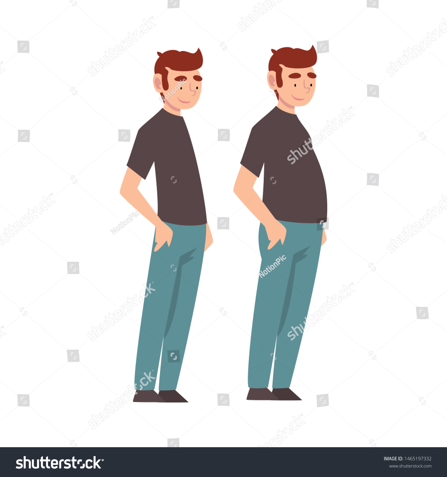 Man Wearing Casual Clothes Before After Stock Vector (Royalty Free ...