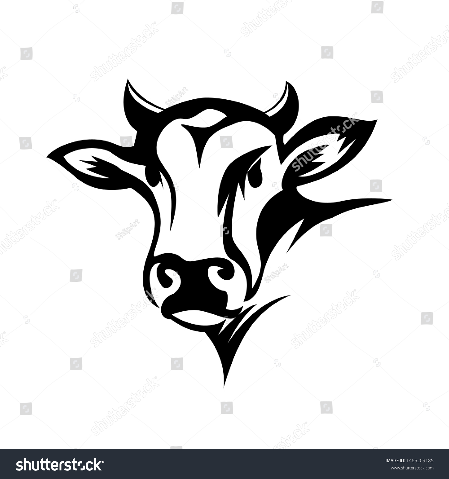 Face Cow Head Art Logo Design Stock Vector (Royalty Free) 1465209185 ...