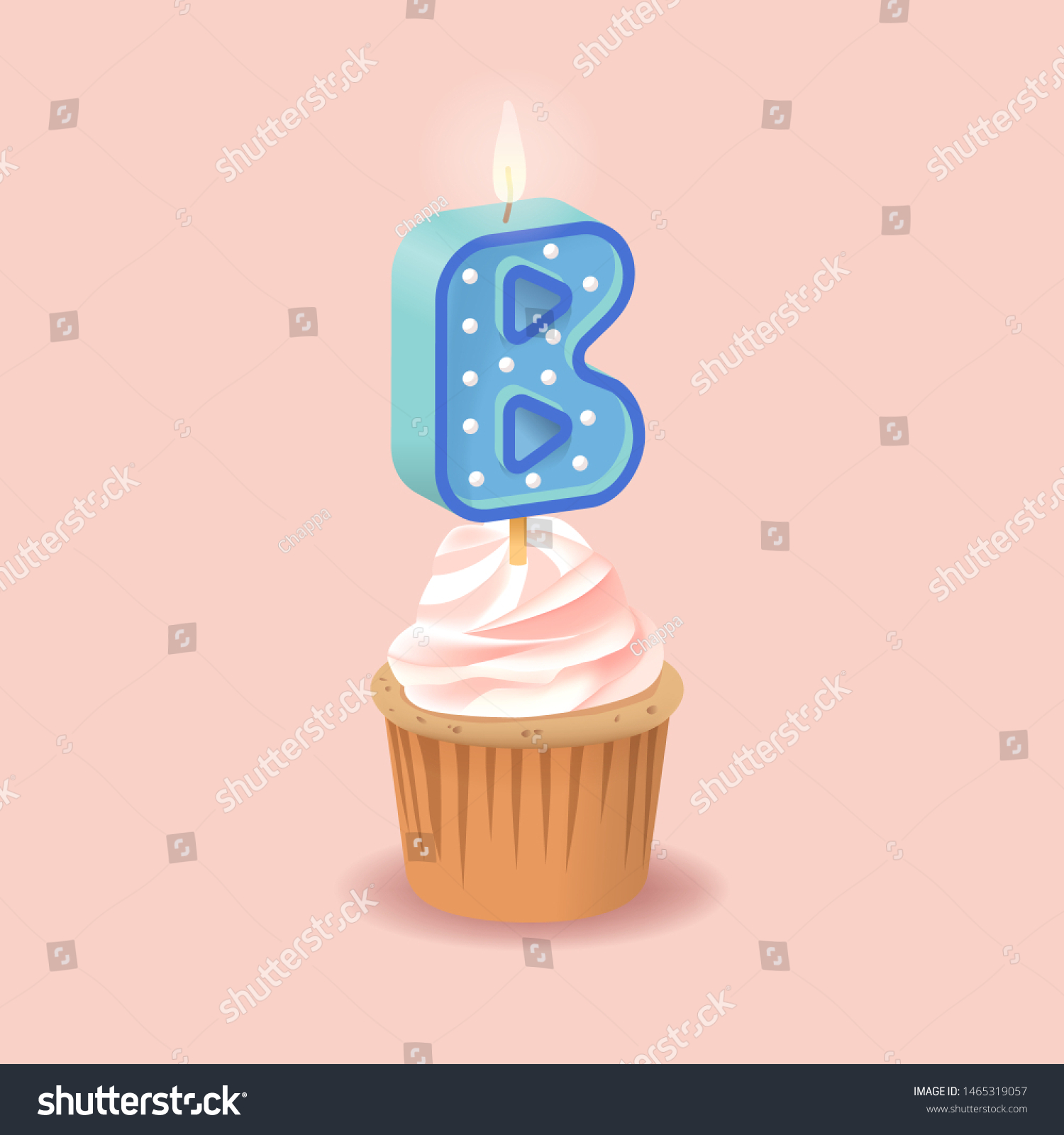 Candle Letter B On Pink Background Stock Vector (Royalty Free ...