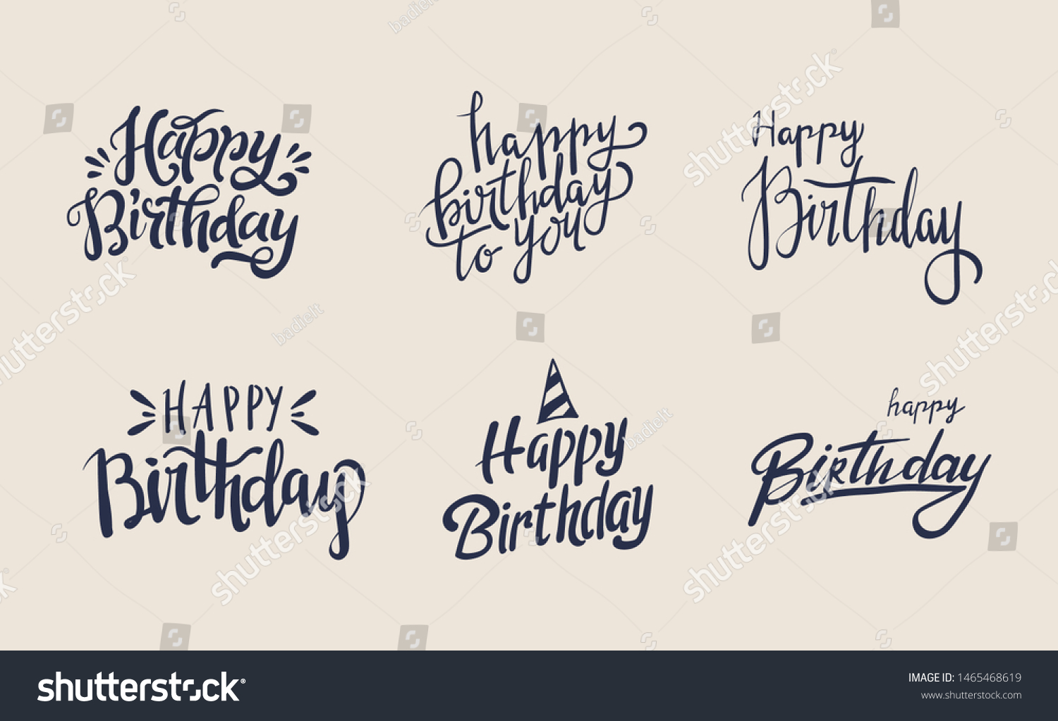 Set Hand Lettering Happy Birthday Typography Stock Vector (Royalty Free ...