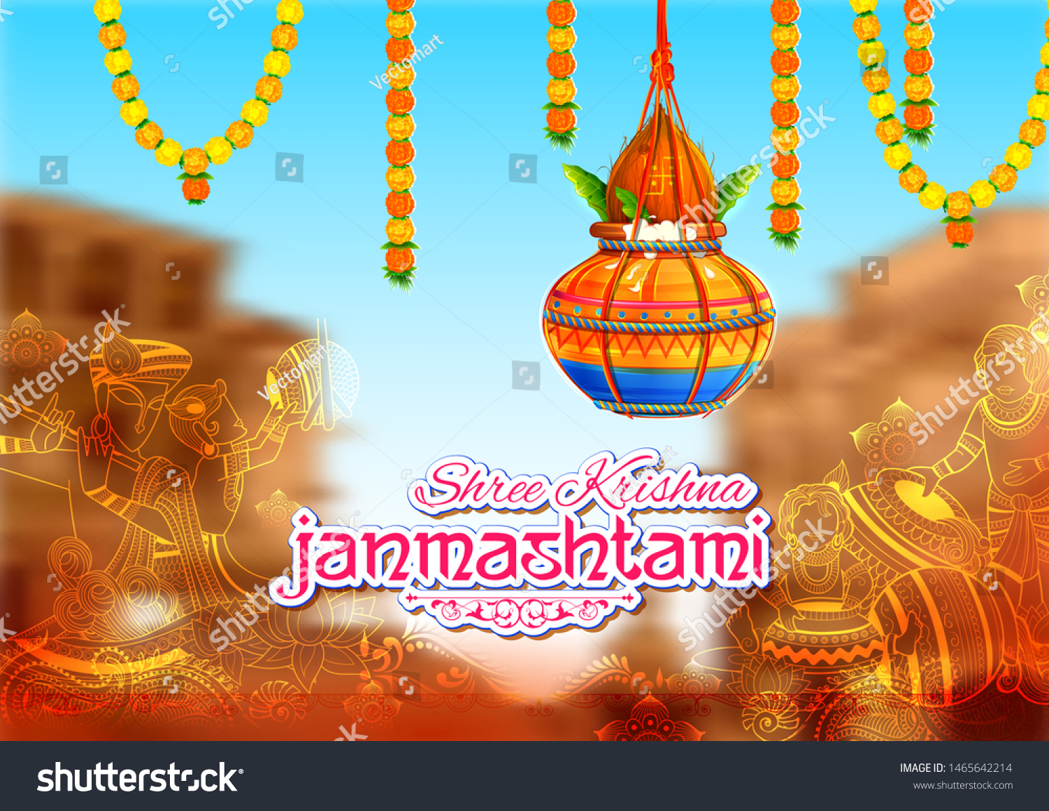 Illustration Dahi Handi Celebration Happy Janmashtami Stock Vector ...