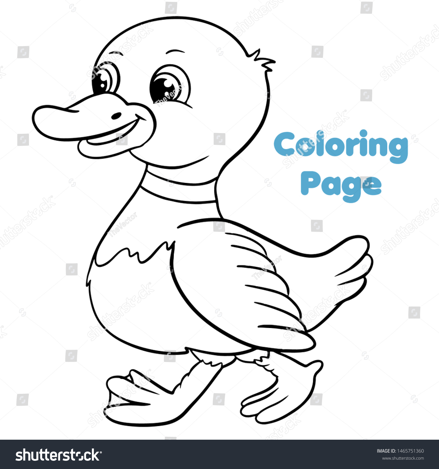 Cute Cartoon Duck Farm Animal Coloring Stock Vector (Royalty Free ...