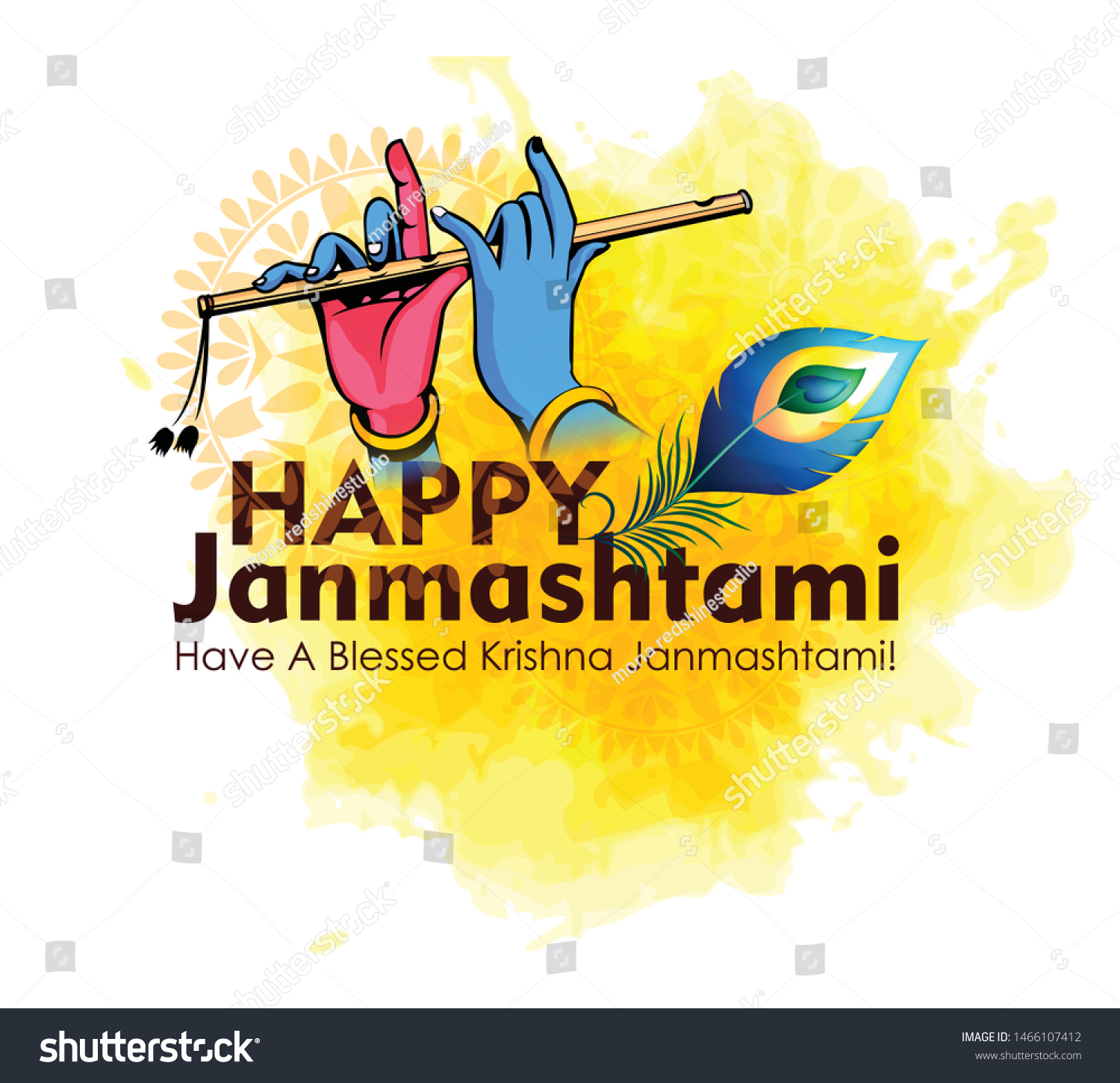 Happy Janmashtami Festival Background Illustration Lord Stock Vector ...
