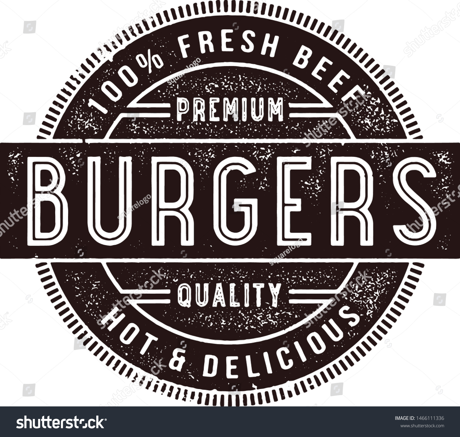 Vintage Fresh Beef Burgers Menu Stamp Stock Vector (Royalty Free ...