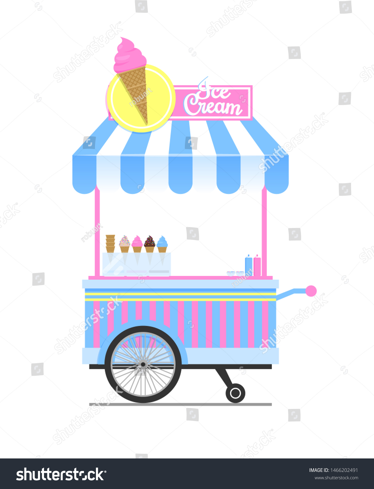 Ice Cream Wagon Sketch Isolated On Stock Illustration 1466202491 ...