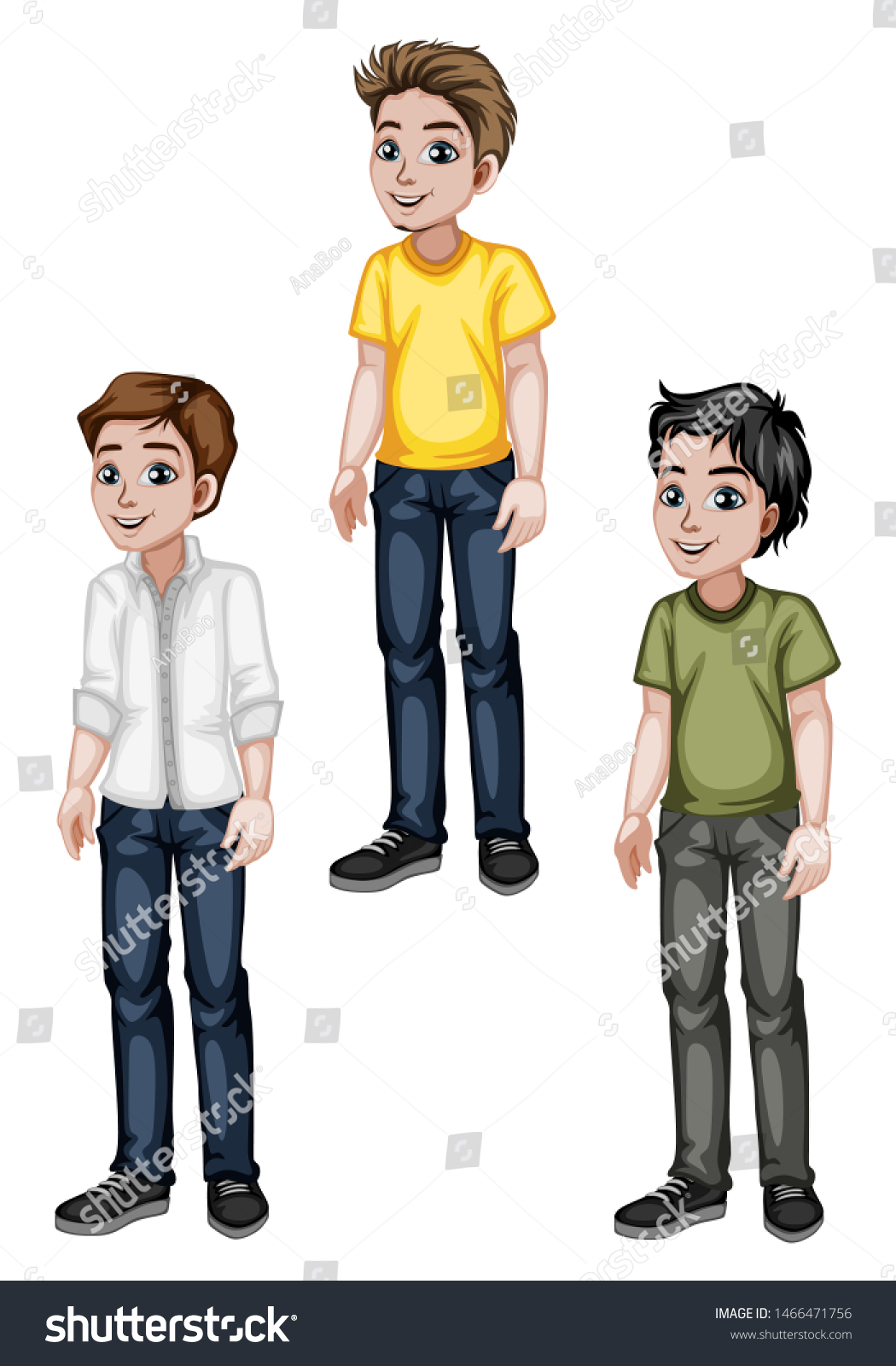 Set Young Men Stylish Clothes Cartoon Stock Vector (Royalty Free ...