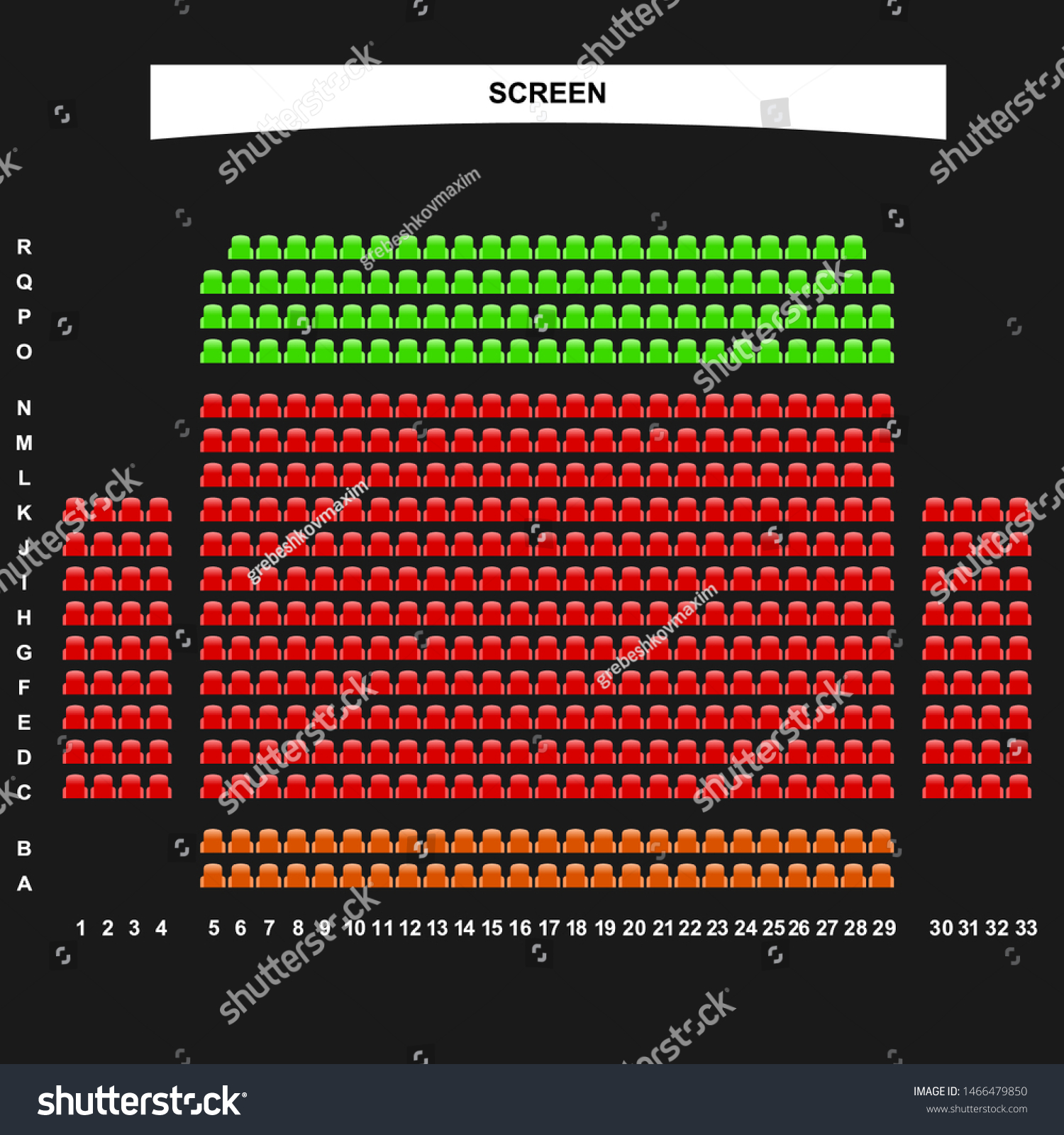 Movie Seats Booking Interface Template Ticket Stock Vector Royalty Free 1466479850 Shutterstock