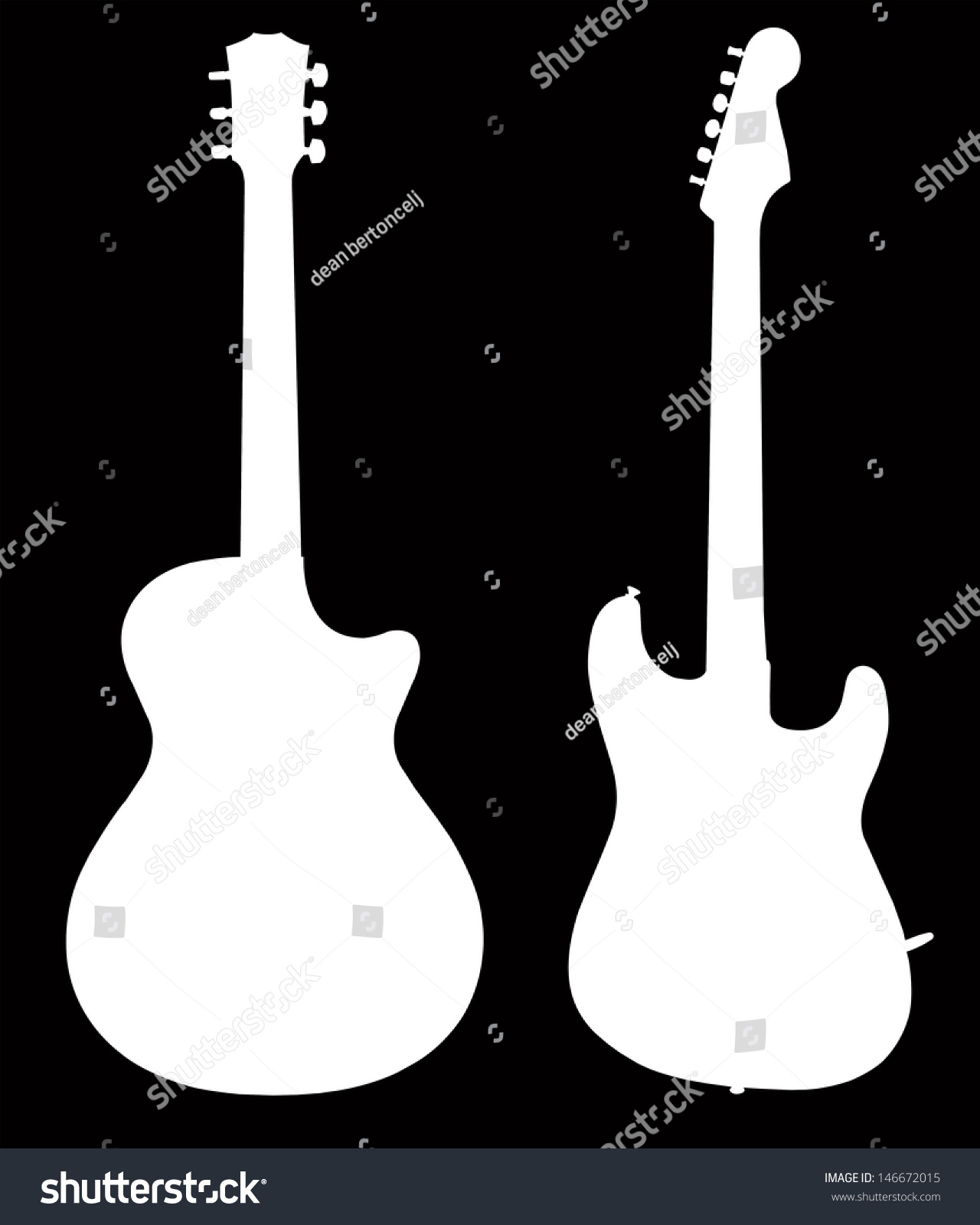 Collection Guitars Electric Acoustic Silhouette Stock Photo 146672015 ...