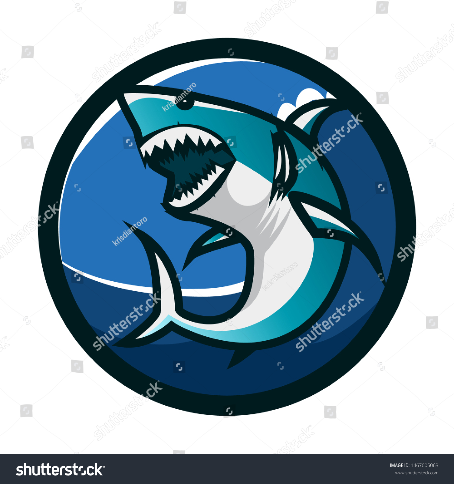 Shark Circle Emblem Logo Design Shark Stock Vector (Royalty Free ...