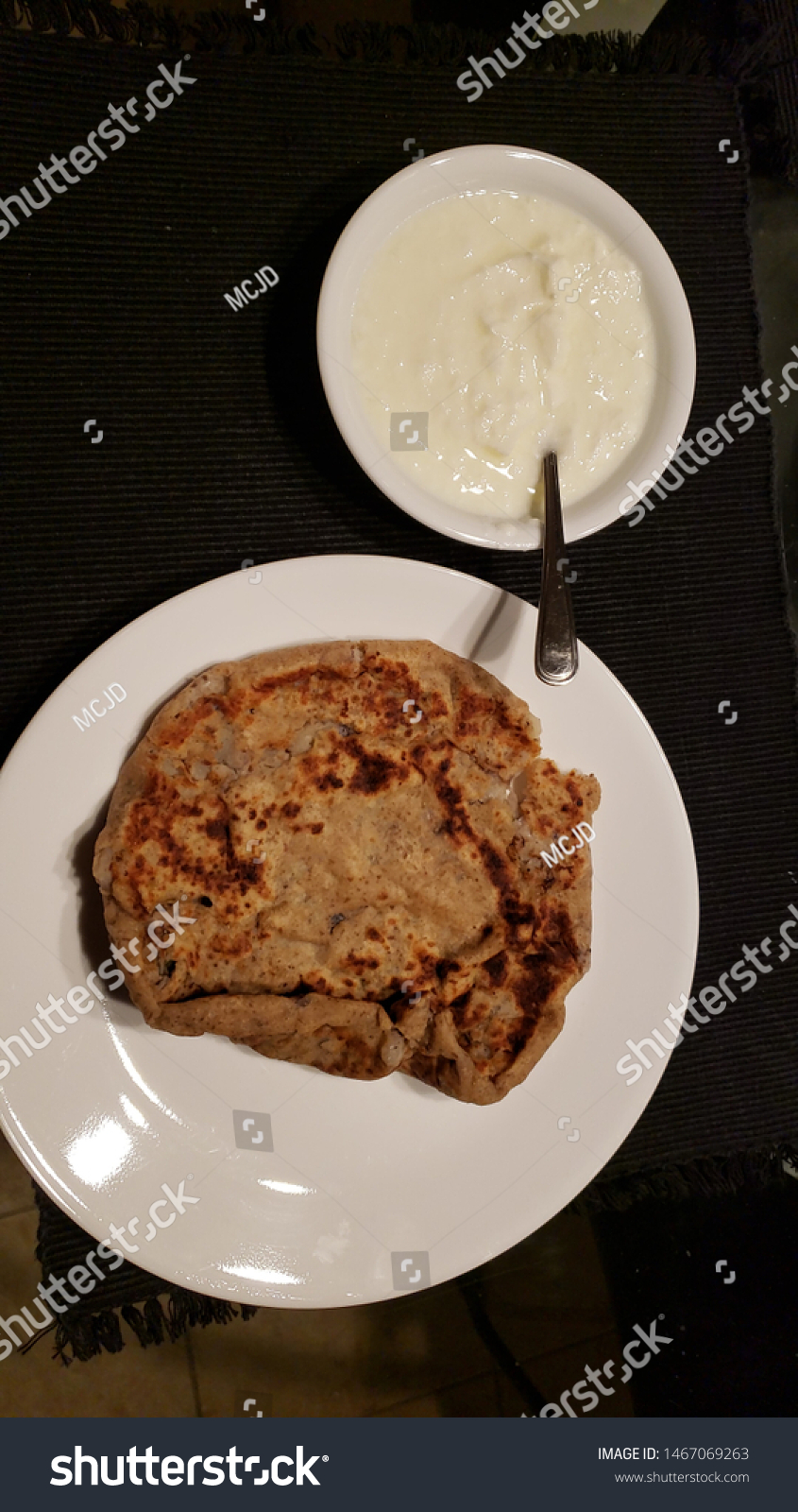 aloo paratha with yogurt