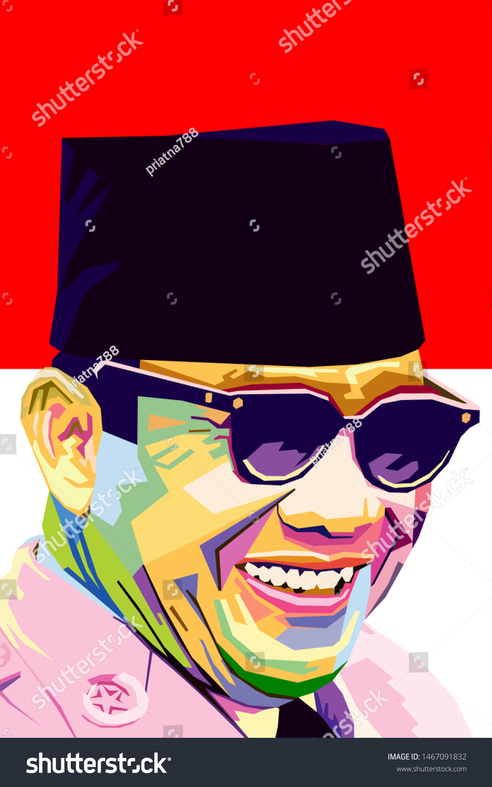 Bandung Indonesiaaugust 01 2019 Portrait Soekarno Stock Vector Royalty