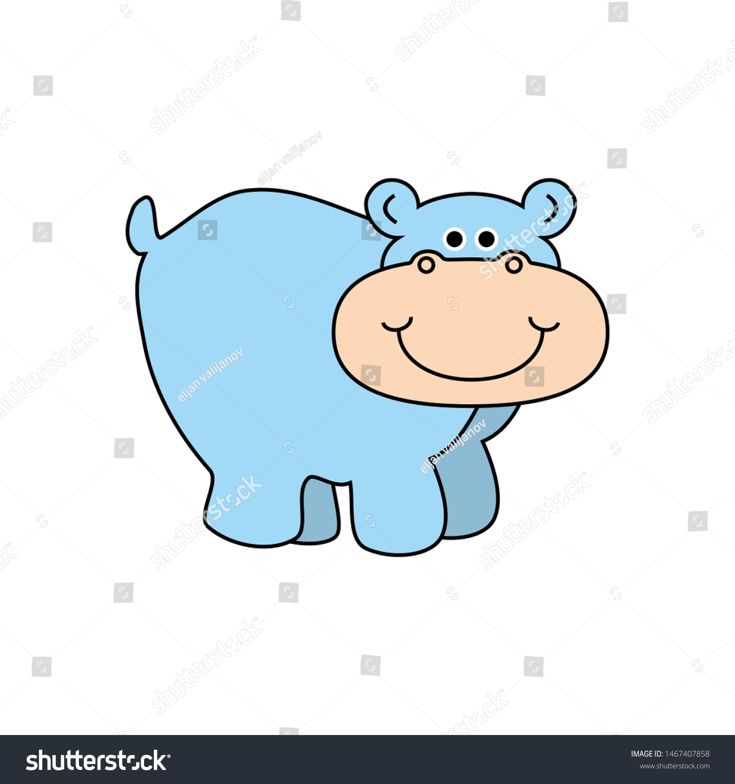 Cartoon Cute Hippo Vector Illustration Funny Stock Vector (Royalty Free ...