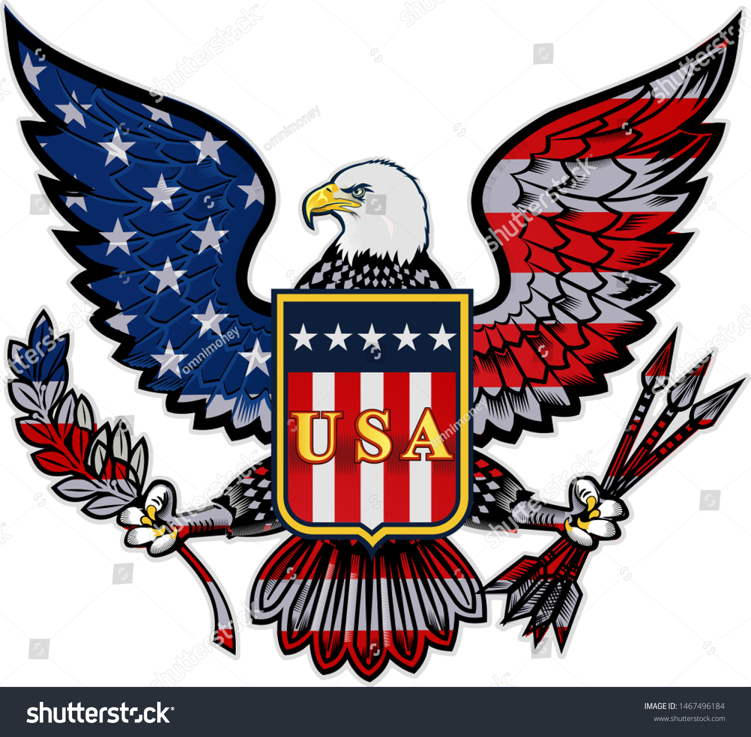 American Eagle Usa Flags Stock Vector (Royalty Free) 1467496184 ...