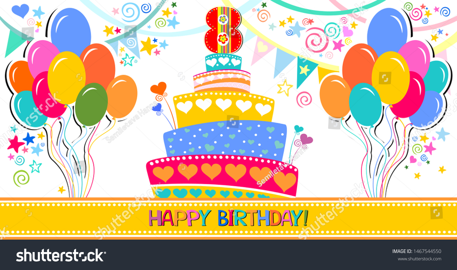 Happy Birthday Card Celebration Background Number Stock Vector (Royalty ...