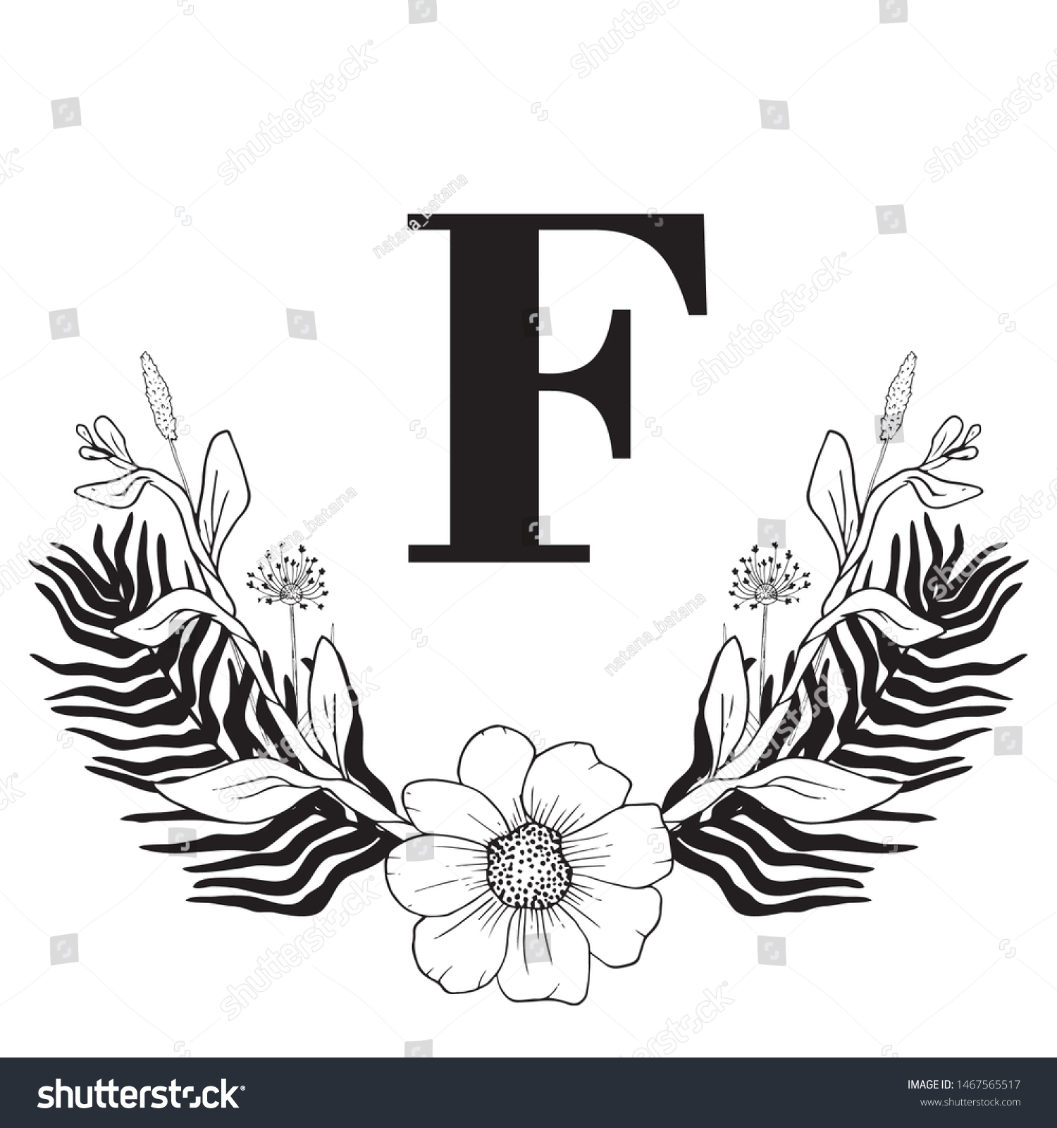 Vector Graphic Floral Alphabet Letter F Stock Vector (Royalty Free ...