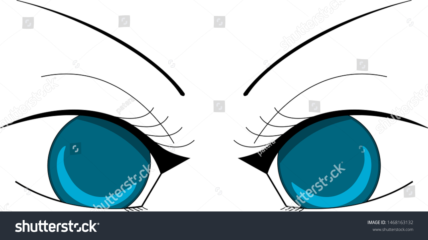 Angry Female Anime Blue Eyes Stock Vector (Royalty Free) 1468163132 ...