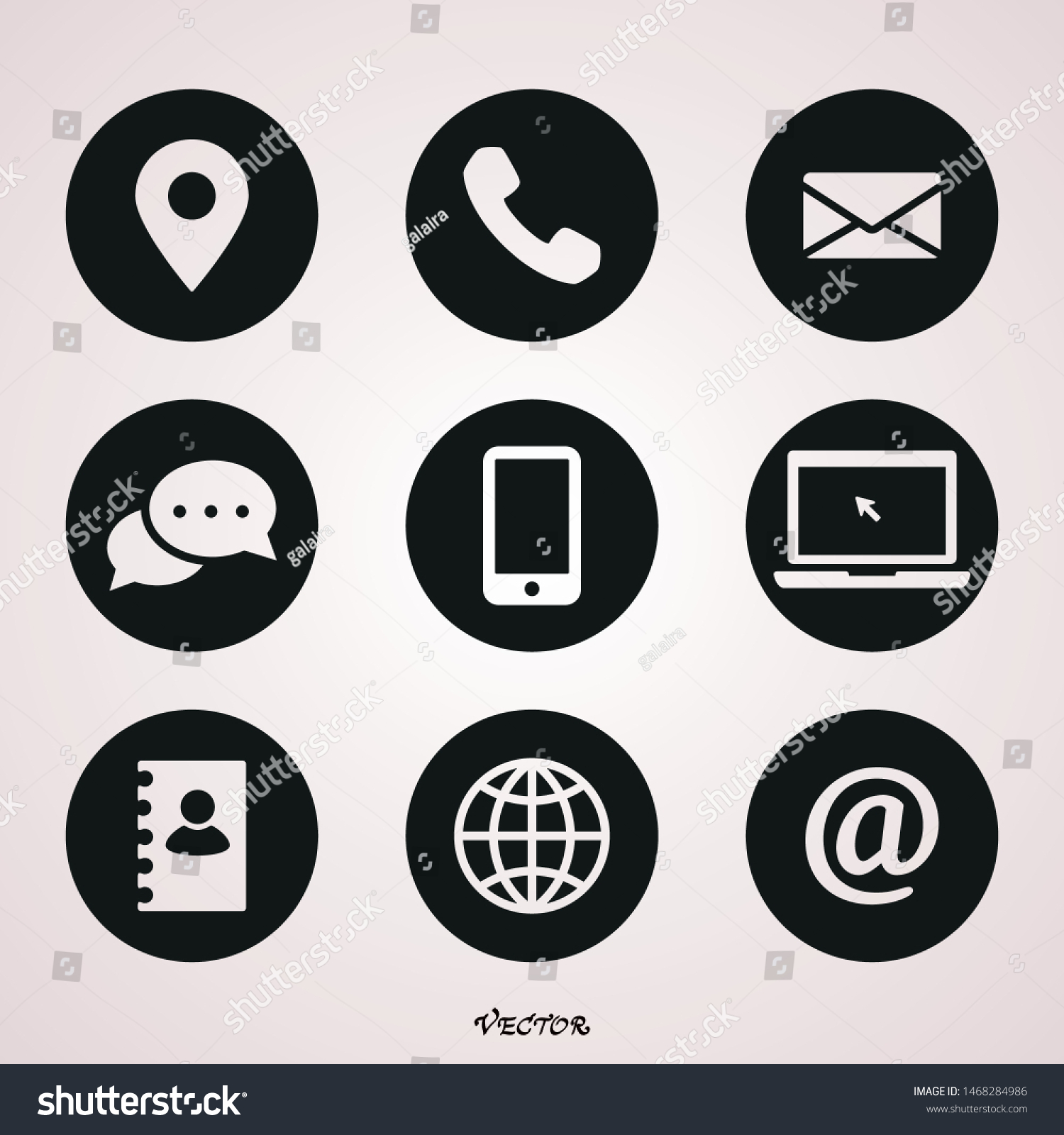 Set White Icons Isolated Against Black Stock Vector (Royalty Free ...