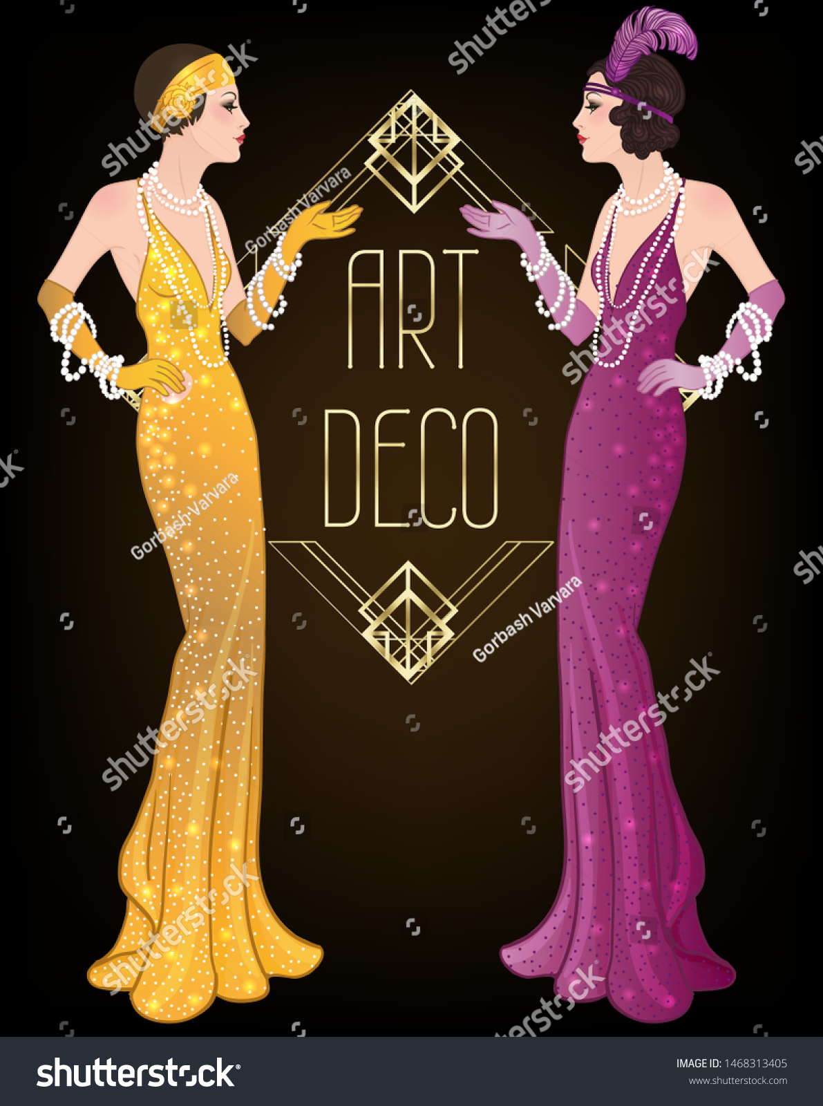 Art Deco Vintage Invitation Template Design Stock Vector (Royalty Free ...