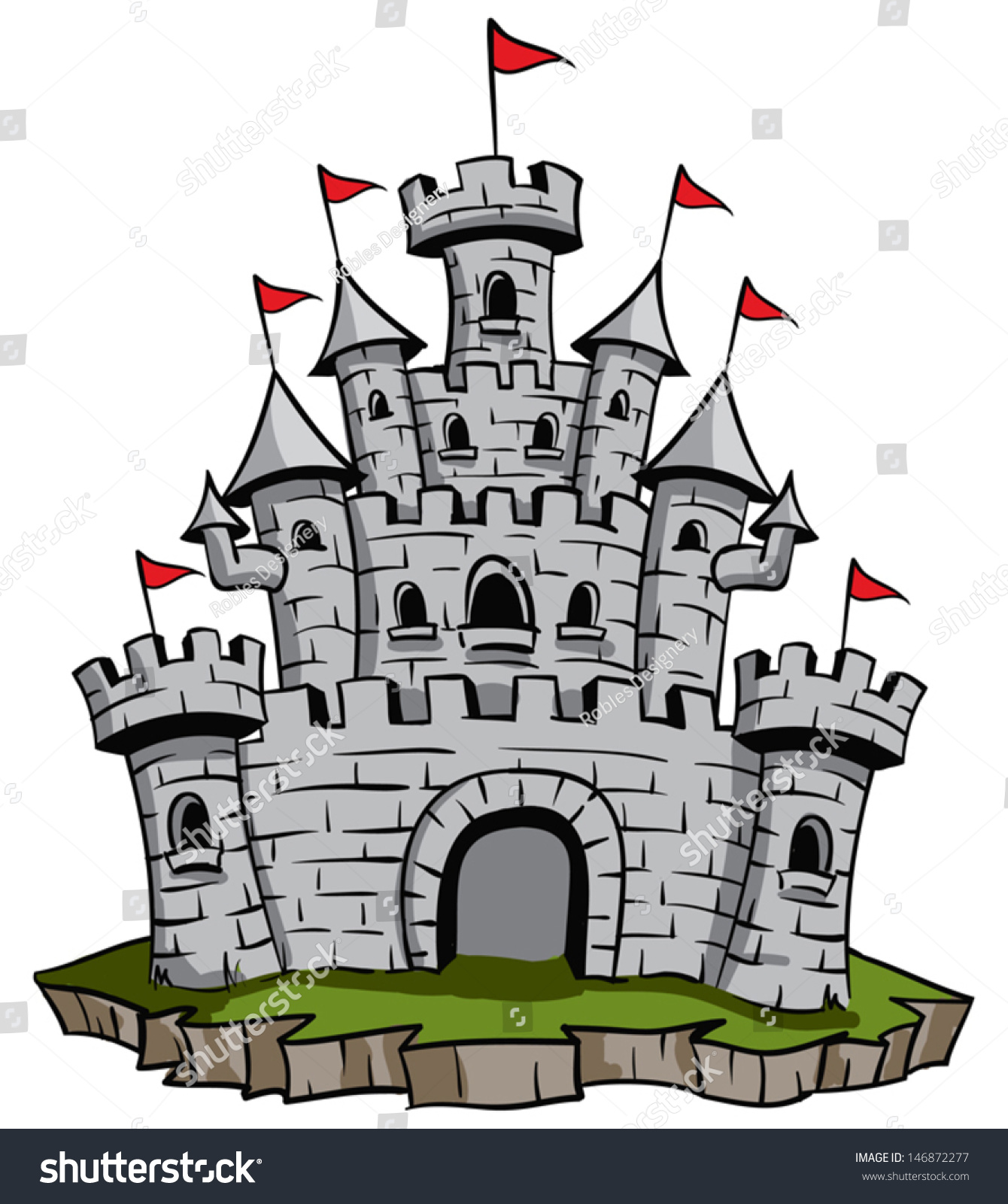 Old Medieval Stone Castle Illustration Stock Vector (Royalty Free ...