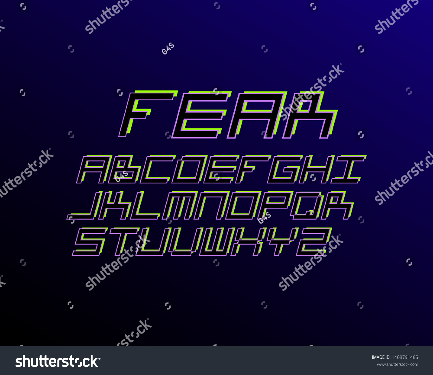 Retro Funky Square Alphabet Italic Vector Stock Vector (royalty Free 