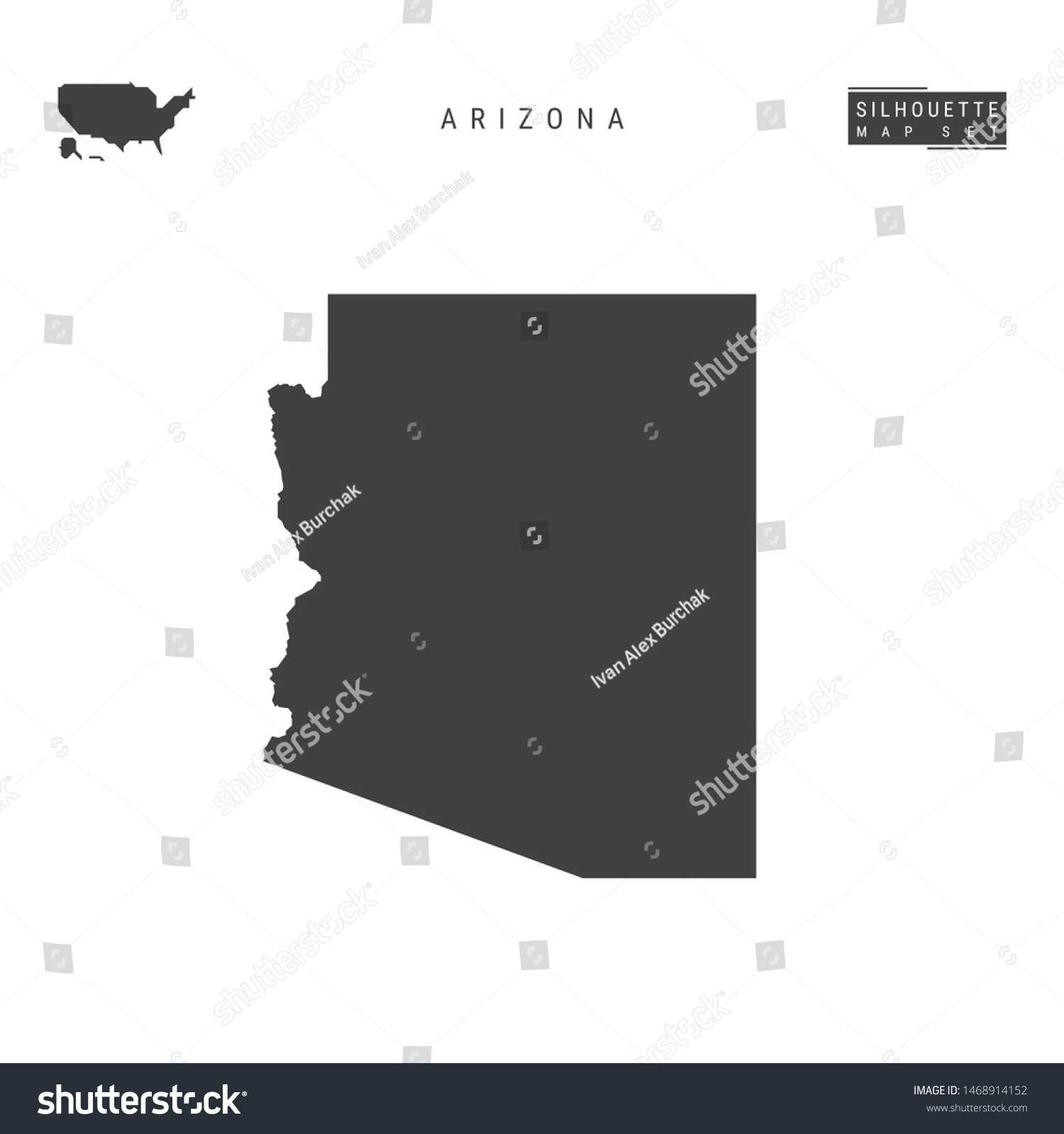 Arizona Us State Blank Map Isolated Stock Illustration 1468914152 ...