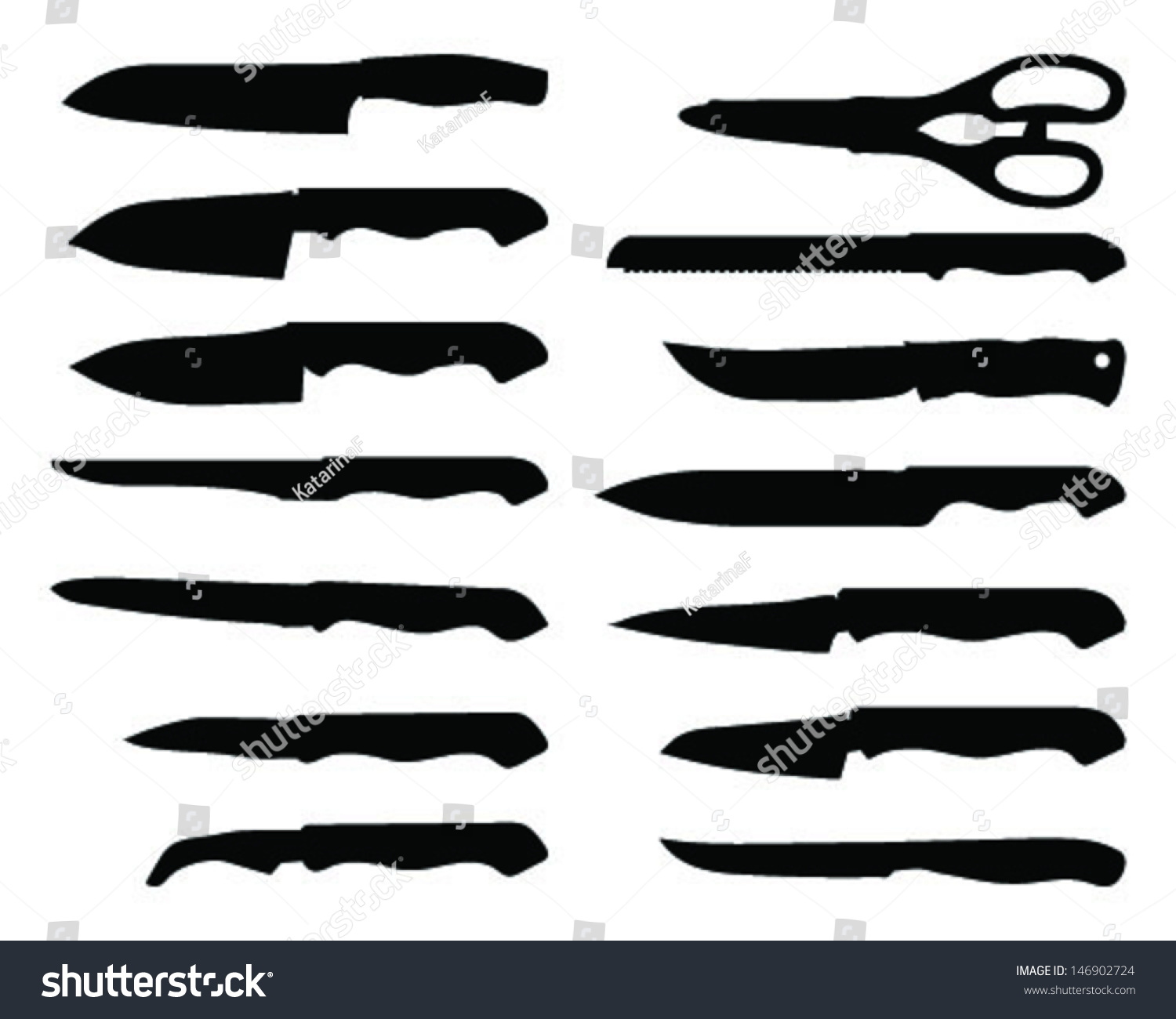 Black Silhouettes Shadows Knives Vector Stock Vector (Royalty Free ...