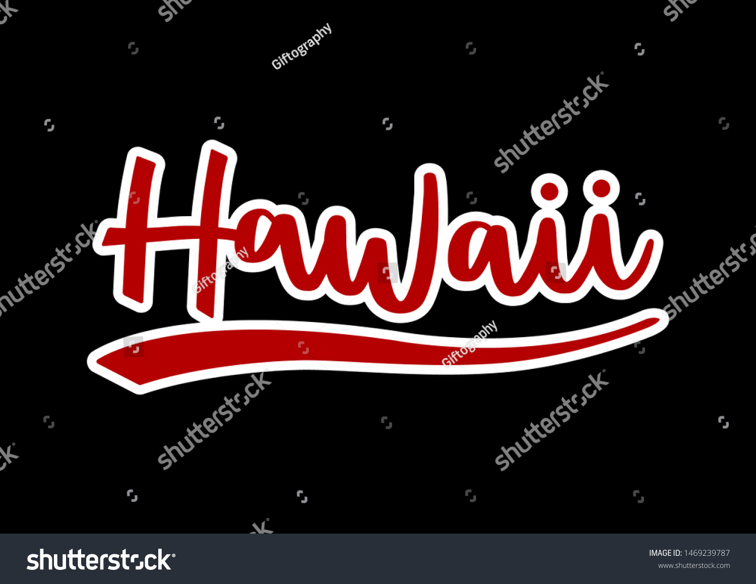 Hawaii Hand Lettering On Black Background Stock Vector (Royalty Free ...