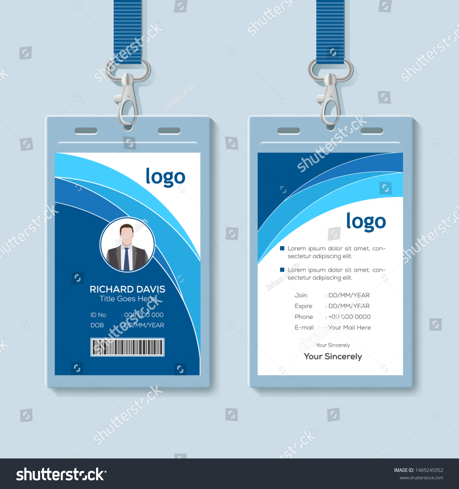 Id Card Lanyard Set Isolated Vector Stock Vector (Royalty Free ...